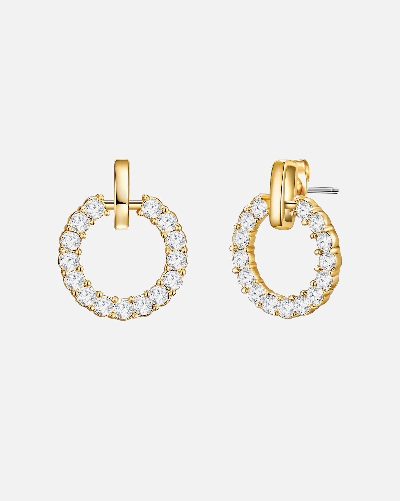 Ohrringe für Weiblich Lulu & Jane Ohrstecker Kreis Messing verziert mit Kristallen von Swarovski® in Gelbgold 16,5 mm