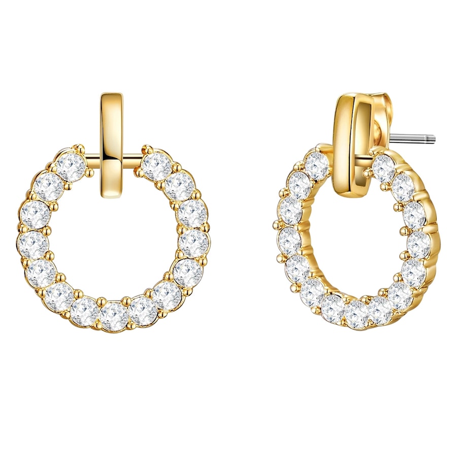 Lulu & Jane Ohrstecker Kreis Messing verziert mit Kristallen von Swarovski in Gelbgold 16,5 mm Damen
