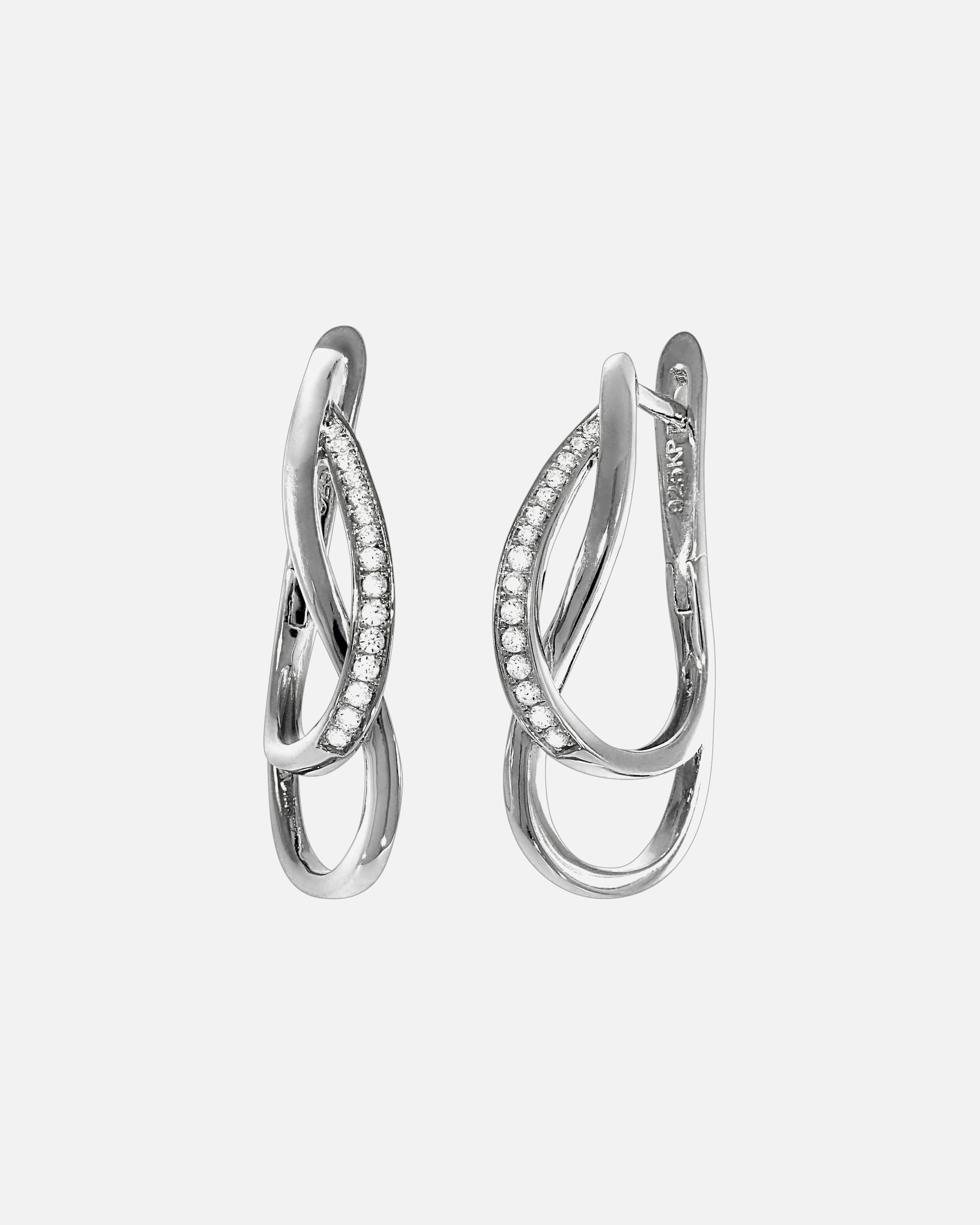 Creolen für Weiblich Celesta Klappcreolen 925/- Sterling Silber Zirkonia weiß weiß