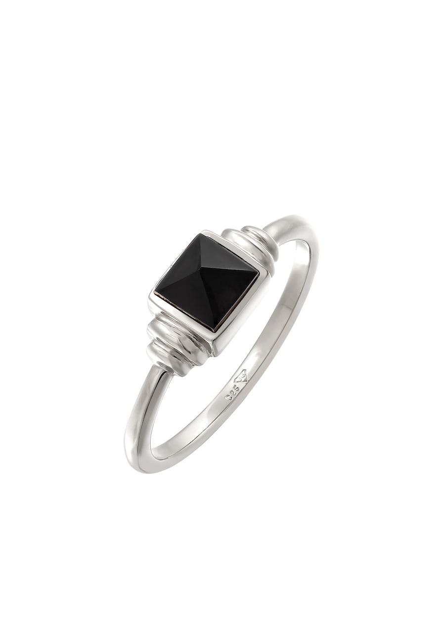 Elli PREMIUM Onyx Quadrat Vintage 925 Silber 58 Damen