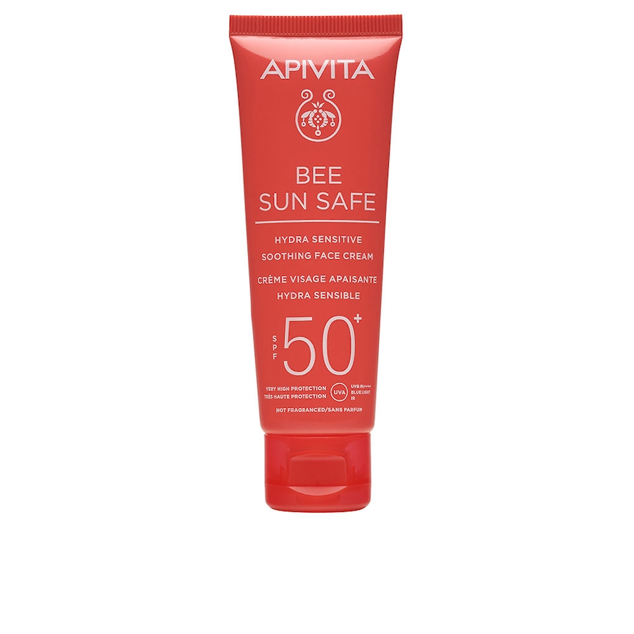 Apivita BEE SUN SAFE Hydra Sensitive beruhigende Gesichtscreme LSF 50+ ohne Duftstoffe 50 ml