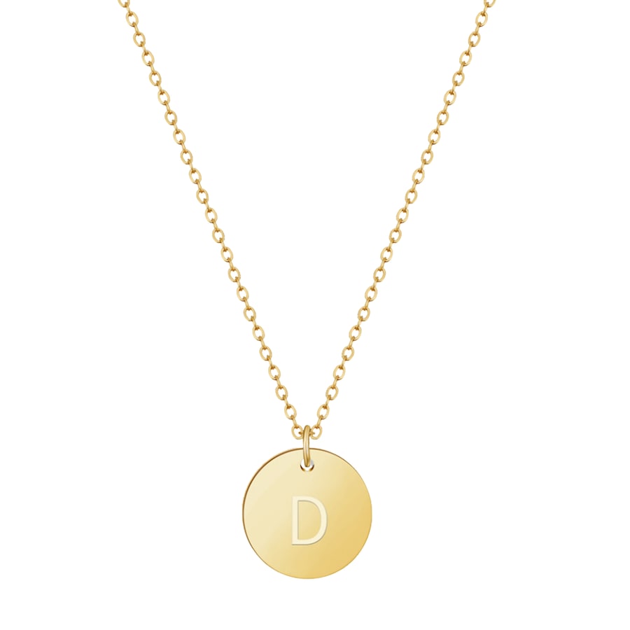 GOOD.designs Namenskette 18 K vergoldet mit Buchstaben-Coin D Onesize Damen
