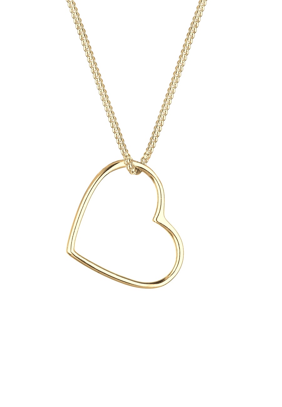 Elli Halskette Herz Anhänger Liebe Cut Out Schmuck Geschenk 925 Silber goldfarben Damen