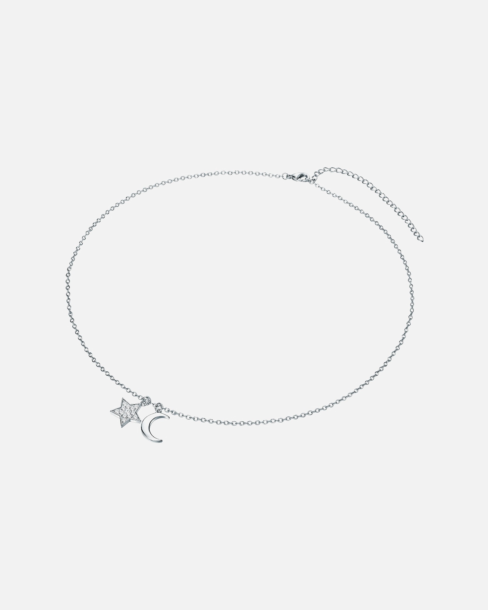 Halskette für Weiblich Rafaela Donata Halskette Stern/Halbmond Sterling Silber verziert mit Kristallen von Swarovski® in Silber 42,0 cm Basiskette + 7,0 cm Verlängerung
