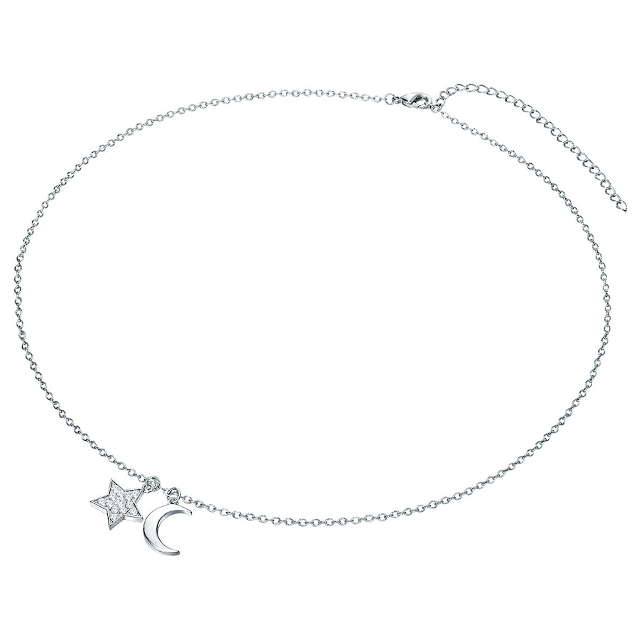 Rafaela Donata Halskette Stern/Halbmond Sterling Silber verziert mit Kristallen von Swarovski in 42,0 cm Basiskette + 7,0 Verlängerung Damen