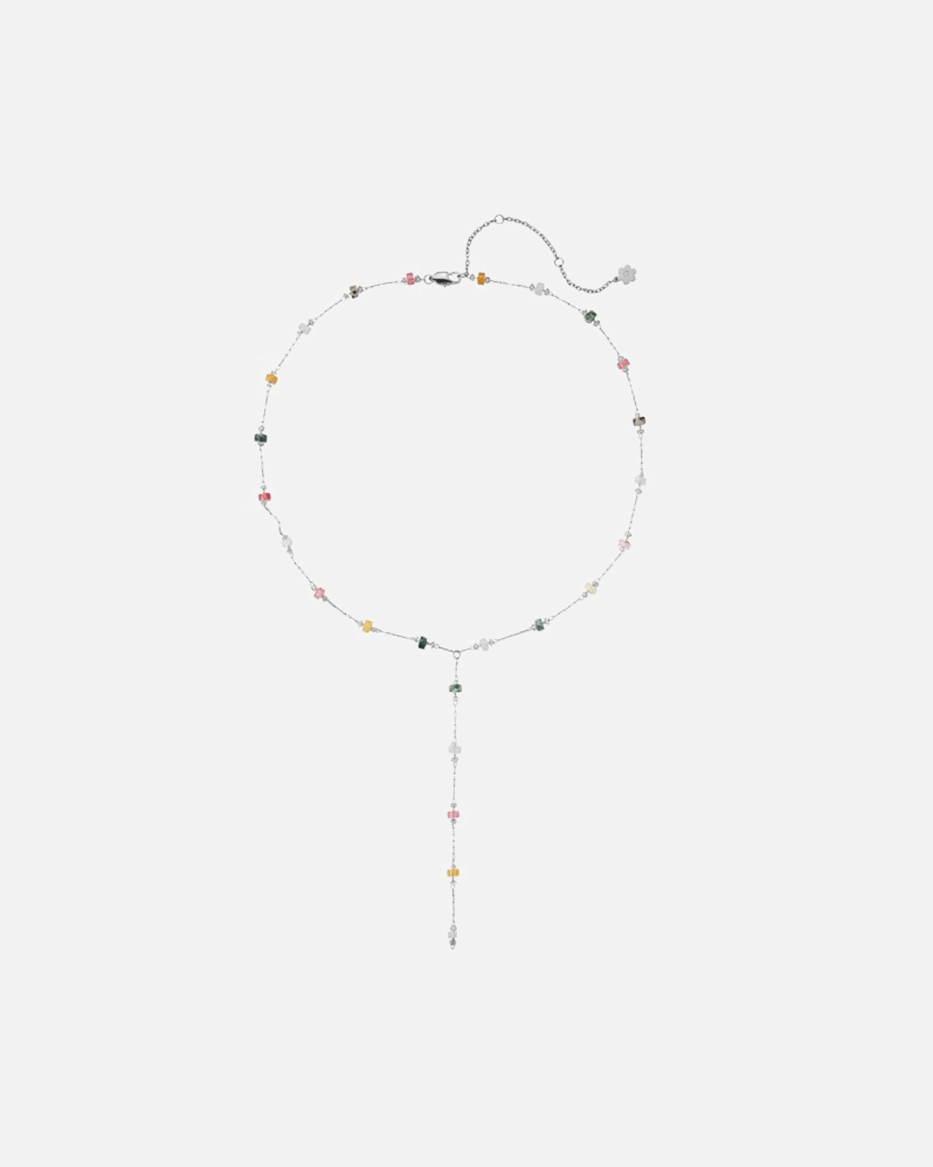 Halskette für Weiblich Hey Happiness Default Brand Line Earth Tone Y-Kette Perlenkette – Edelstahl Halskette – wasserfest Silber