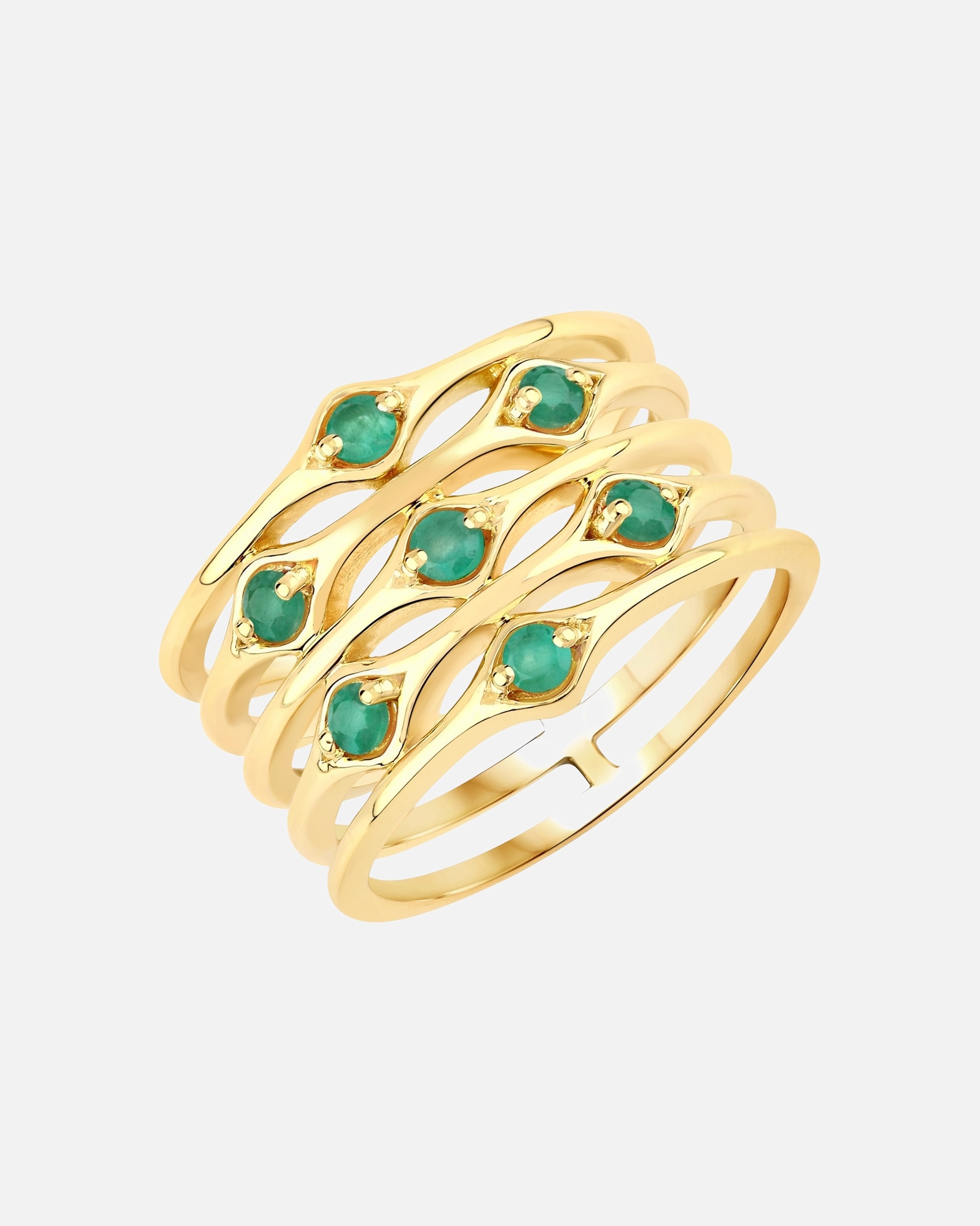 Ring für Weiblich Rafaela Donata Ring Sterling Silber Smaragd in Gelbgold 50
