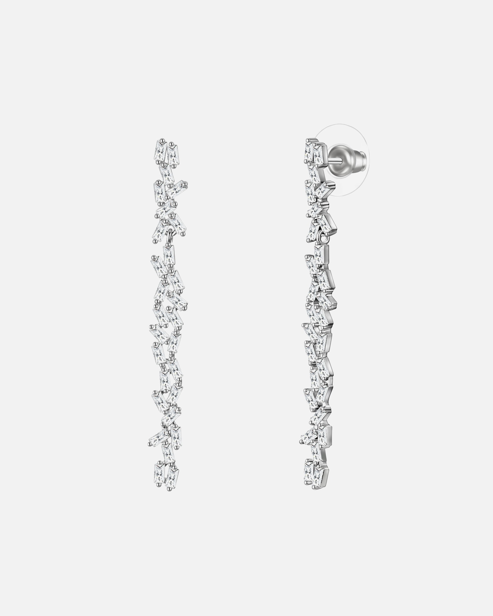 Ohrringe für Weiblich Yokoamii Ohrhänger aus Messing in Silber mit Zirkonia 54,1 mm