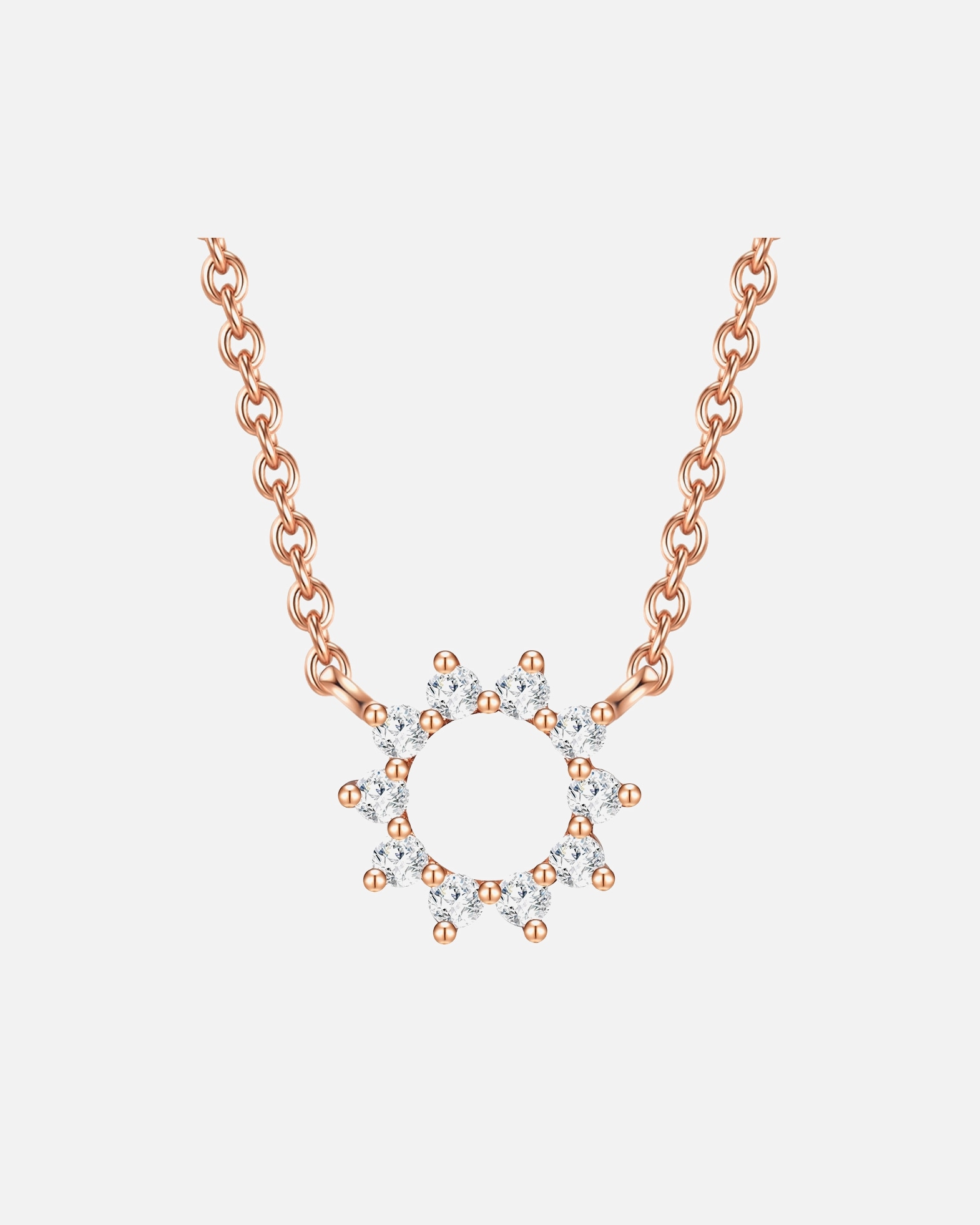 Halskette für Weiblich Glanzstücke München Halskette Blume/Kreis Sterling Silber Zirkonia in Silber Rosegold
