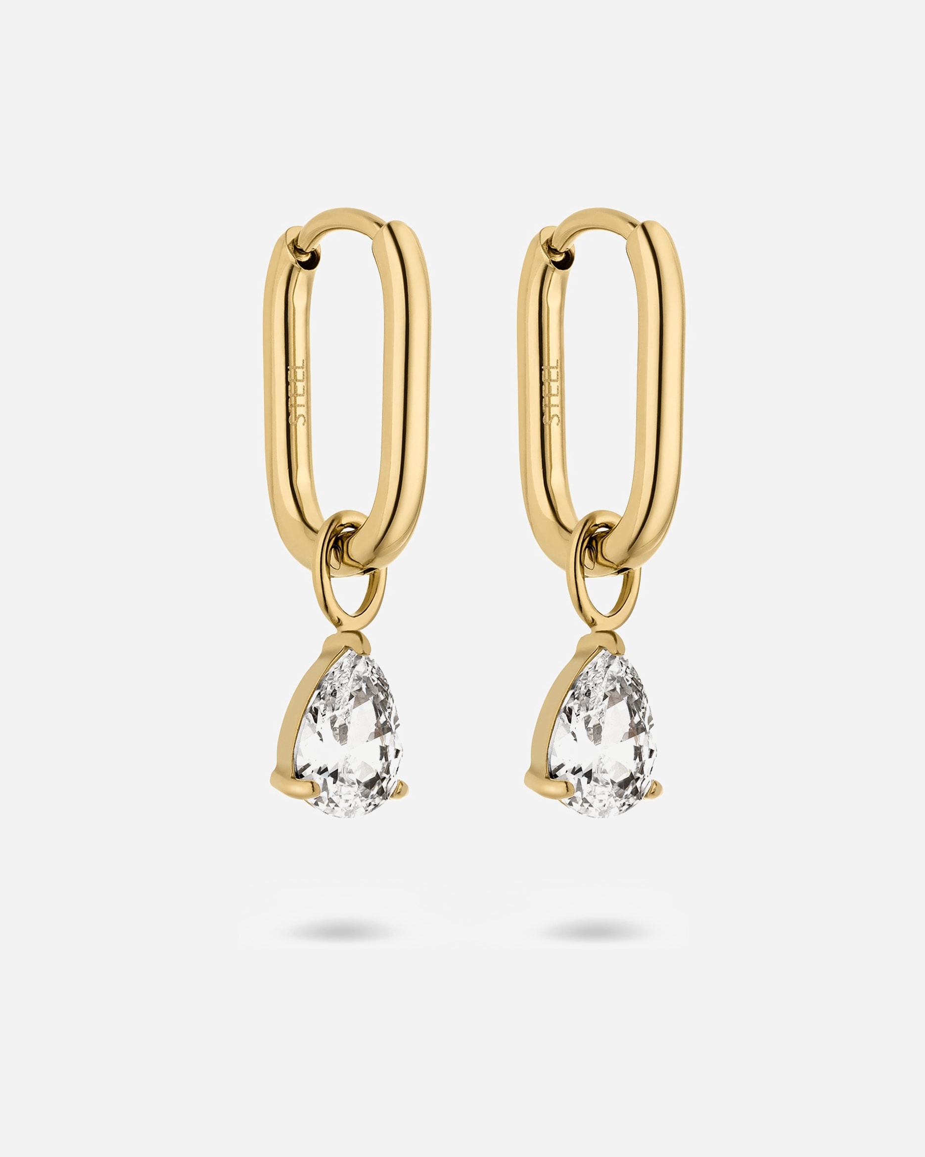 Ohrringe für Weiblich s.Oliver Creolen-Anhänger Edelstahl, Farbstein gold