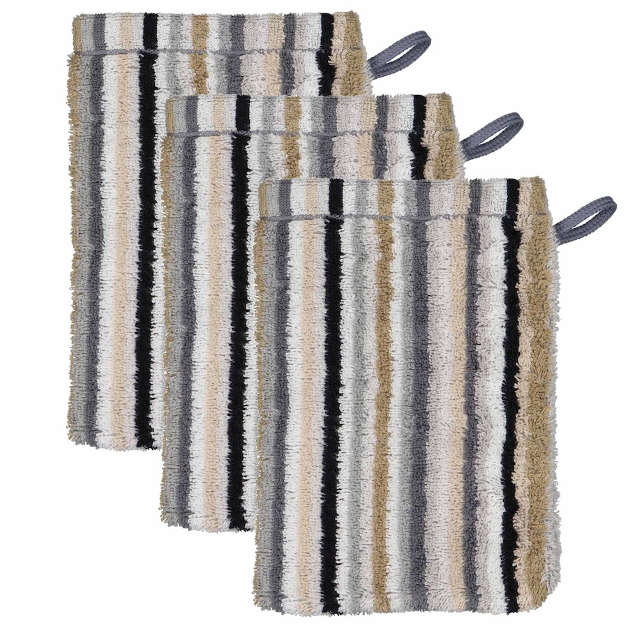 Cawö Waschlappen 3er Pack 'Life Style Stripes' Beige