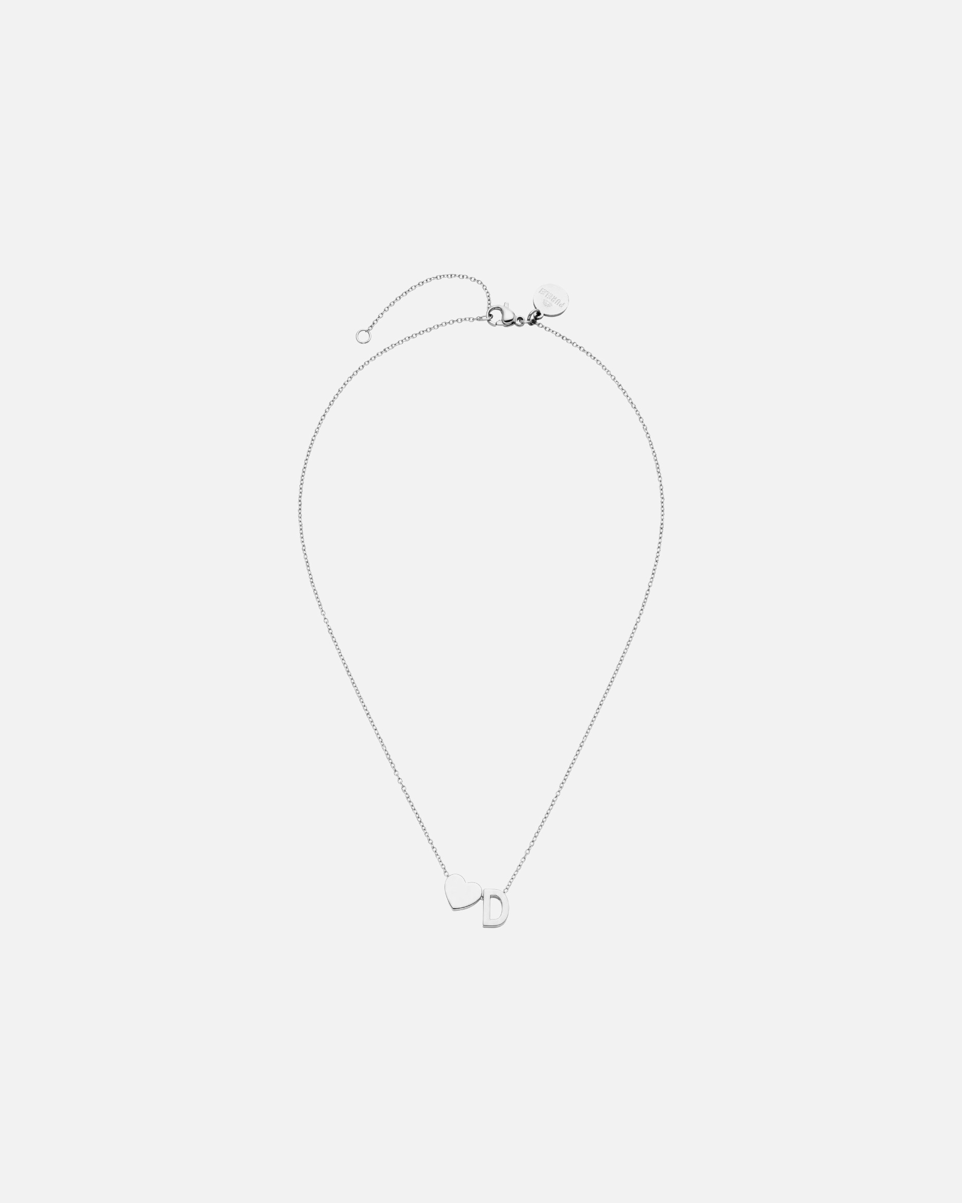 Halskette für Unisex Purelei Letter Heart D Kette 100% Edelstahl Silber