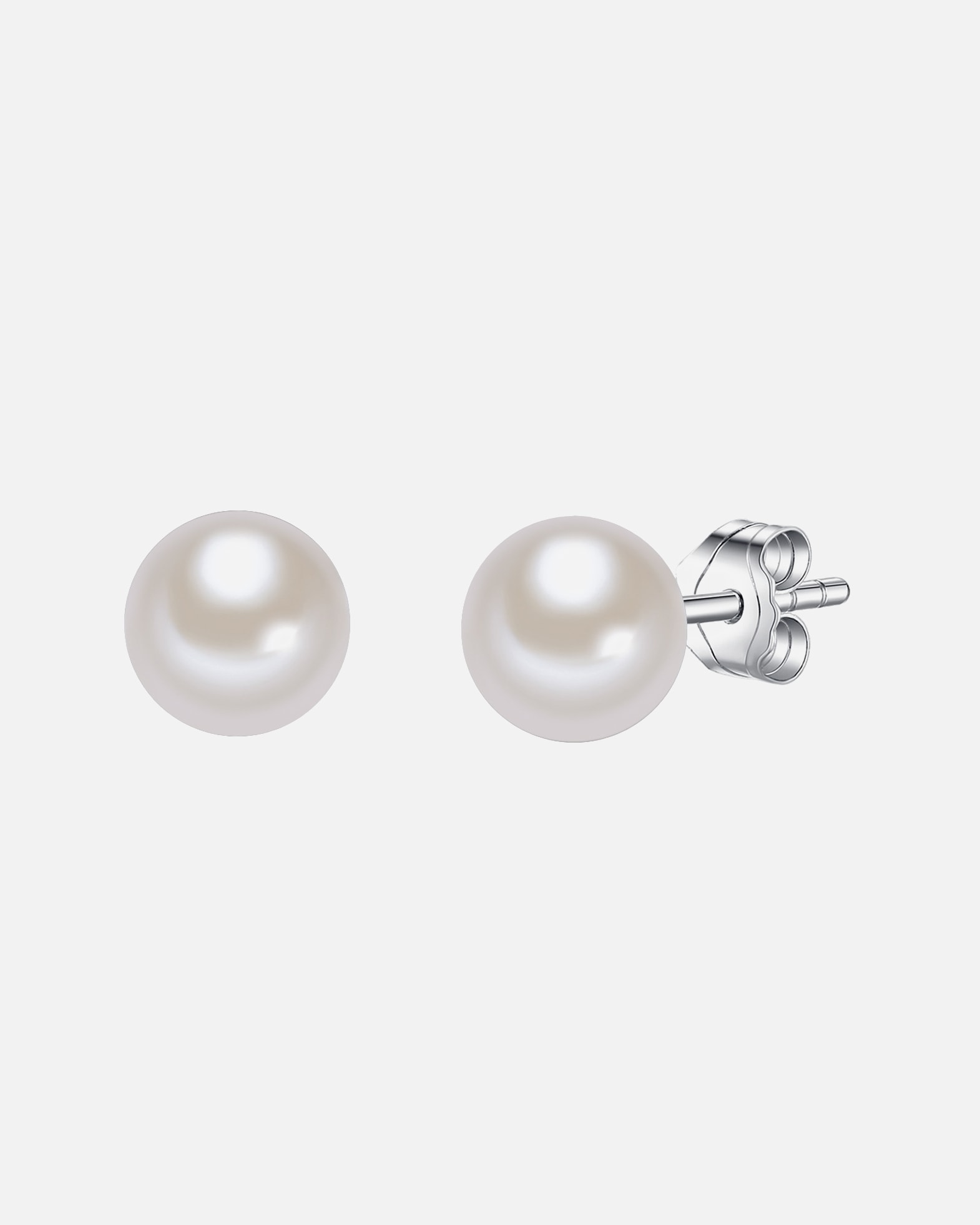 Ohrringe für Weiblich Valero Pearls Perlen-Ohrstecker aus Sterling Silber in silber mit Süßwasser-Zuchtperle 7,5 mm