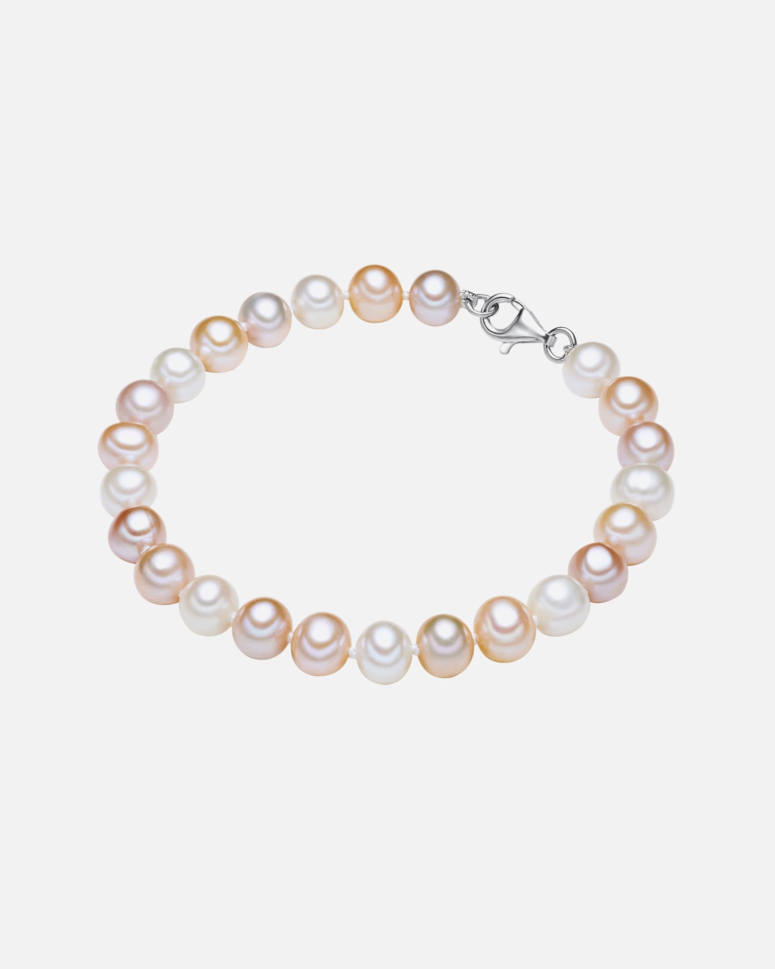 Armband für Weiblich Valero Pearls Perlen-Armband aus Sterling Silber in silber mit Süßwasser-Zuchtperle Rose