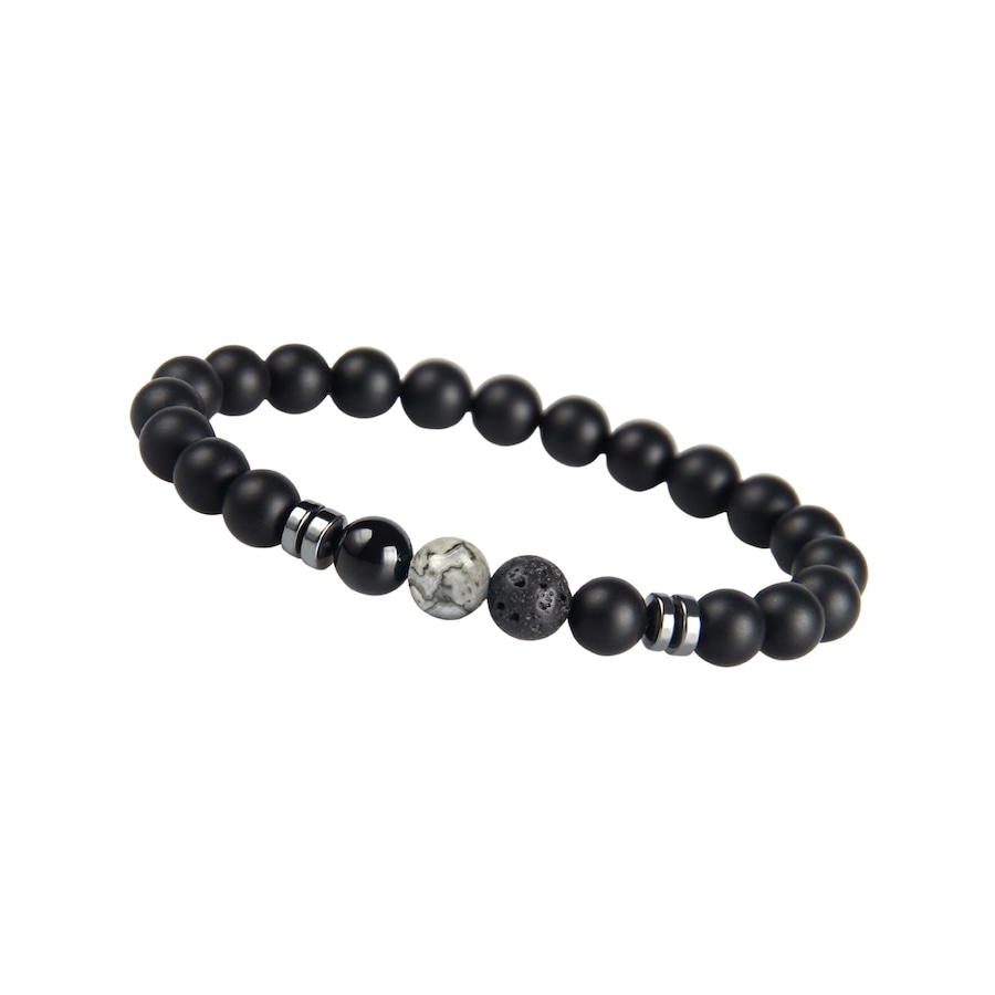 GOOD.designs Perlenarmband aus echten Natursteinen Grau Damen