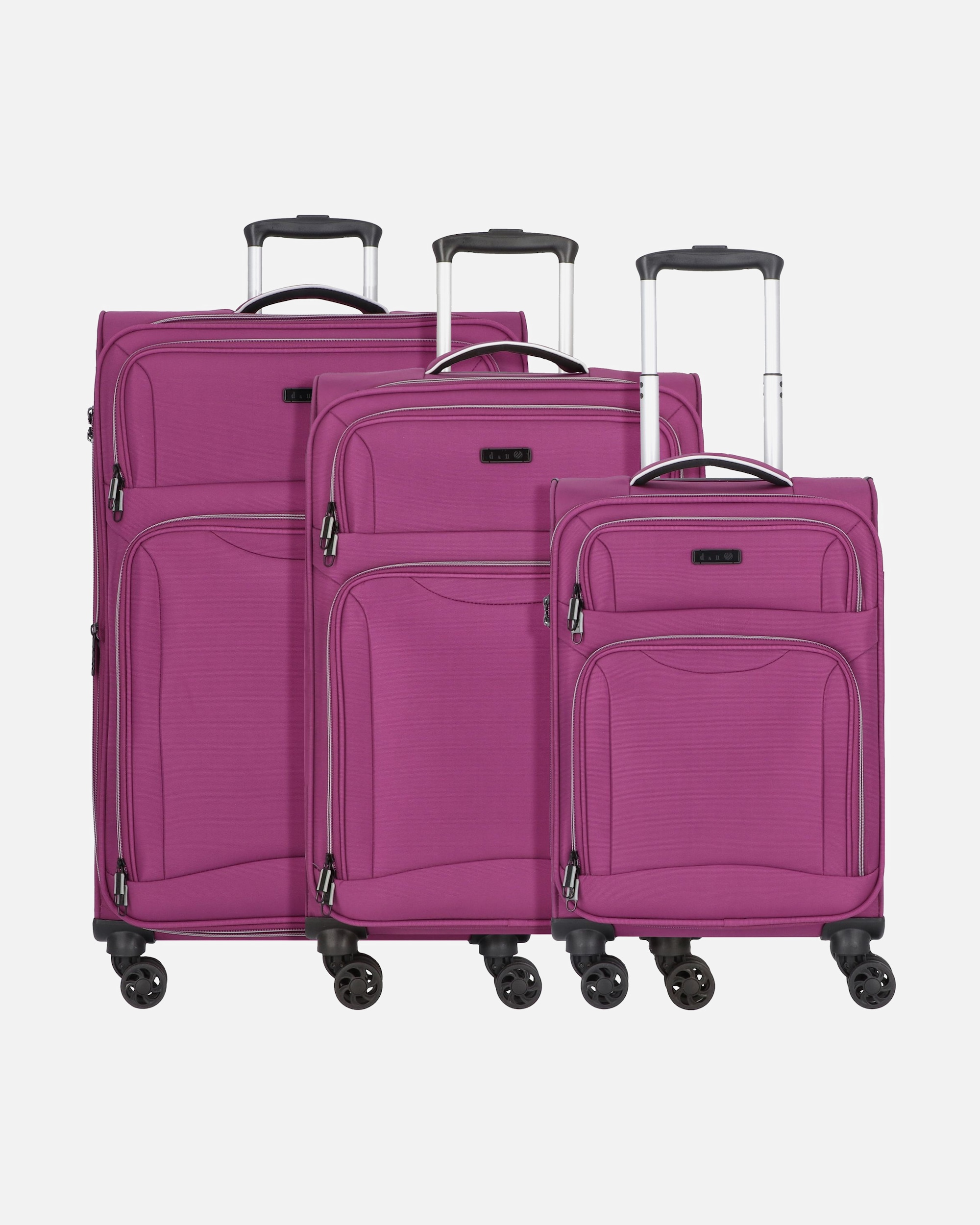 Koffer für Männlich d & n Travel Line 9204 4 Rollen Kofferset 3-teilig mit Dehnfalte purple