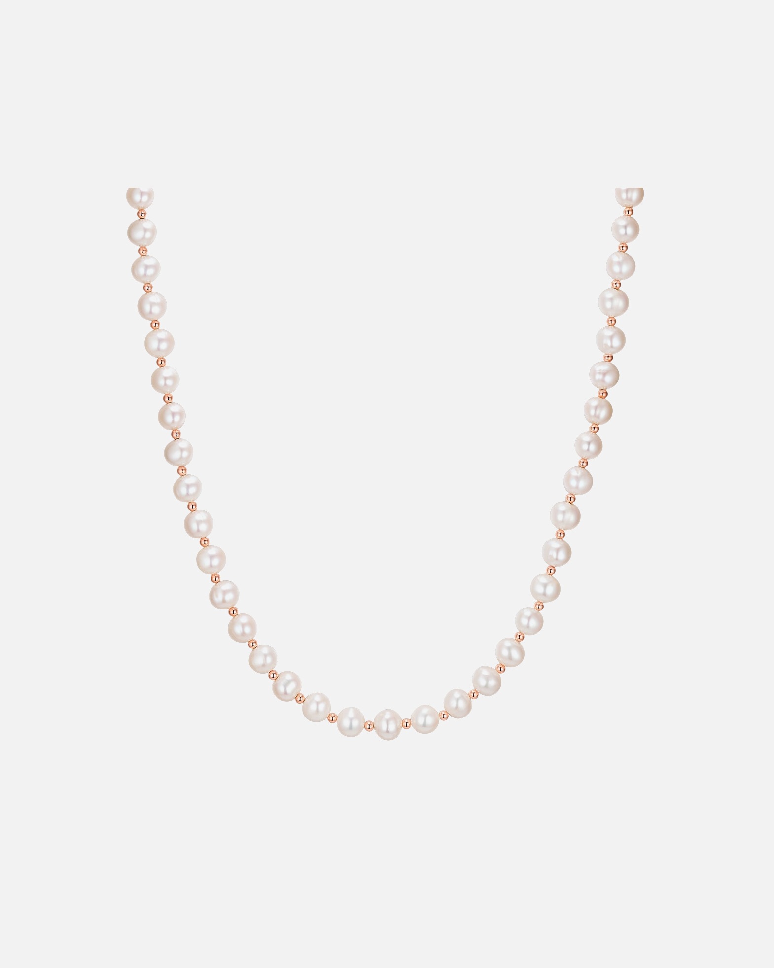 Halskette für Weiblich Valero Pearls Perlen-Kette aus Sterling Silber in roségold mit Süßwasser-Zuchtperle 40,0 cm Basiskette + 5,0 cm Verlängerung