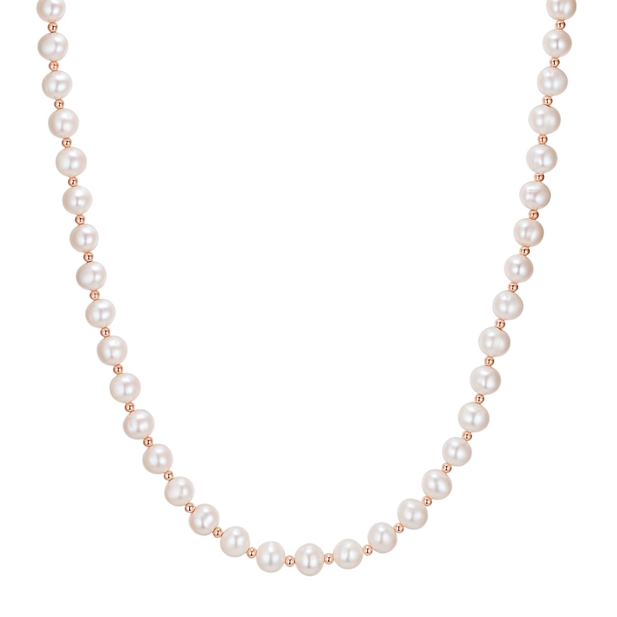 Valero Pearls Perlen-Kette aus Sterling Silber in roségold mit Süßwasser-Zuchtperle 40,0 cm Basiskette + 5,0 Verlängerung Damen