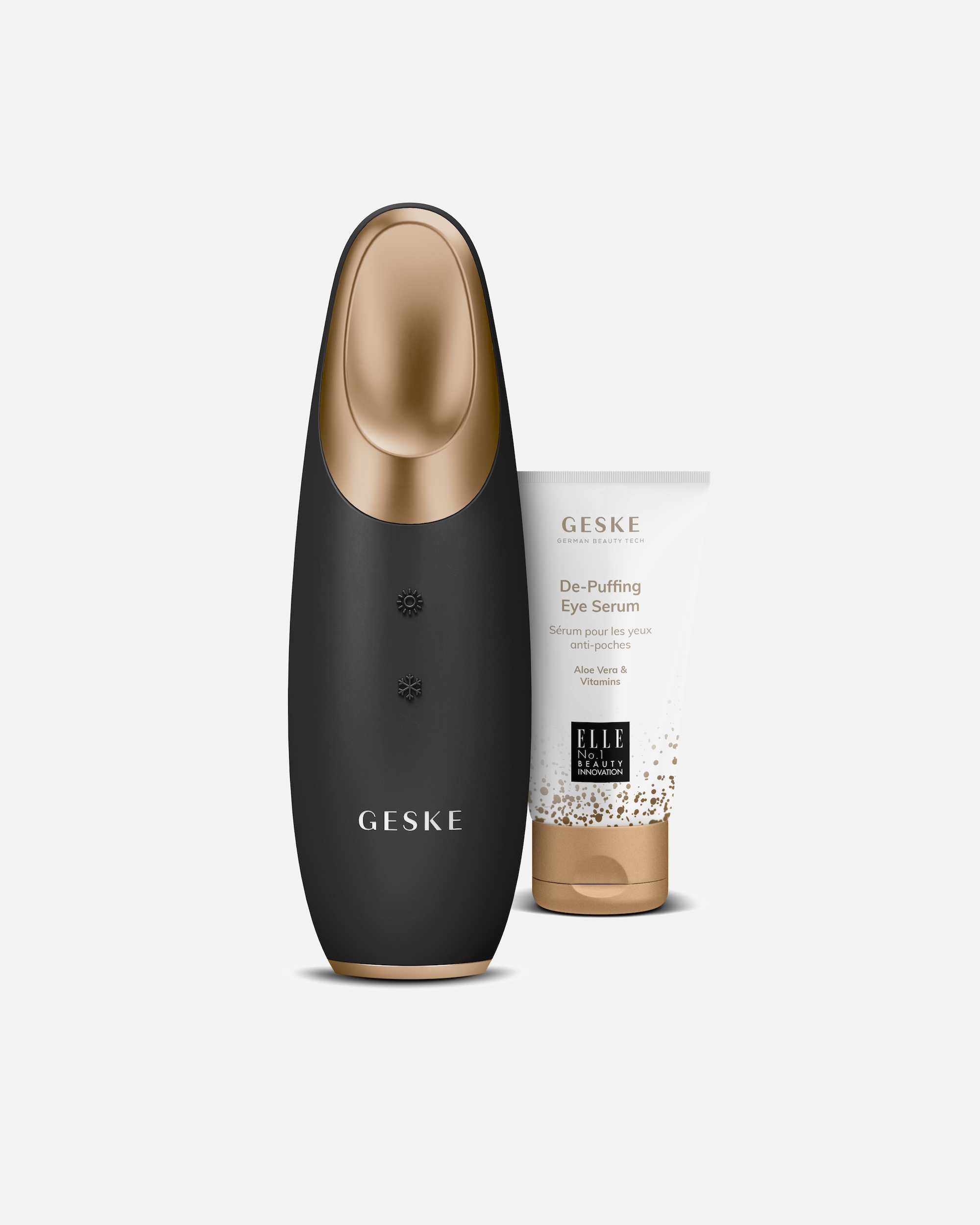 Elektrisches Gesichtsmassagegerät für Unisex GESKE Warm & Cool Eye-Energizer 6 in 1 inkl. De-Puffing Eye-Serum Gray