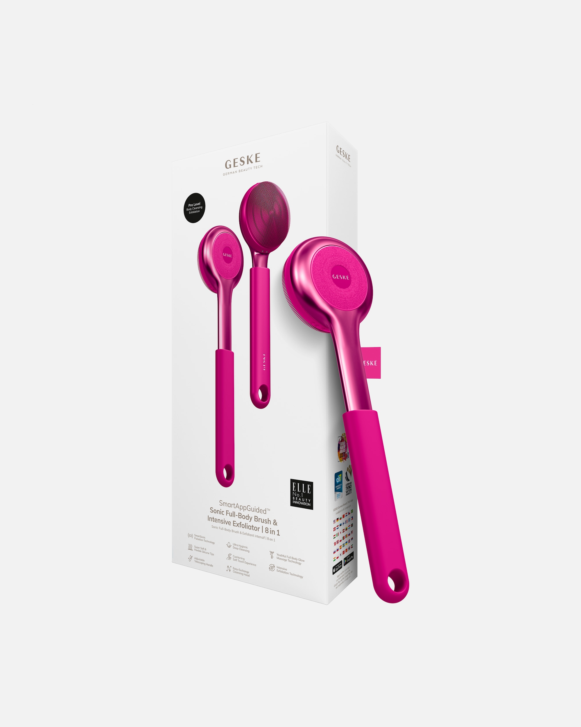 Reinigungsinstrument für Unisex GESKE GESKE Sonic Full-Body Brush & Intensive Exfoliator | 8 in 1 Magenta