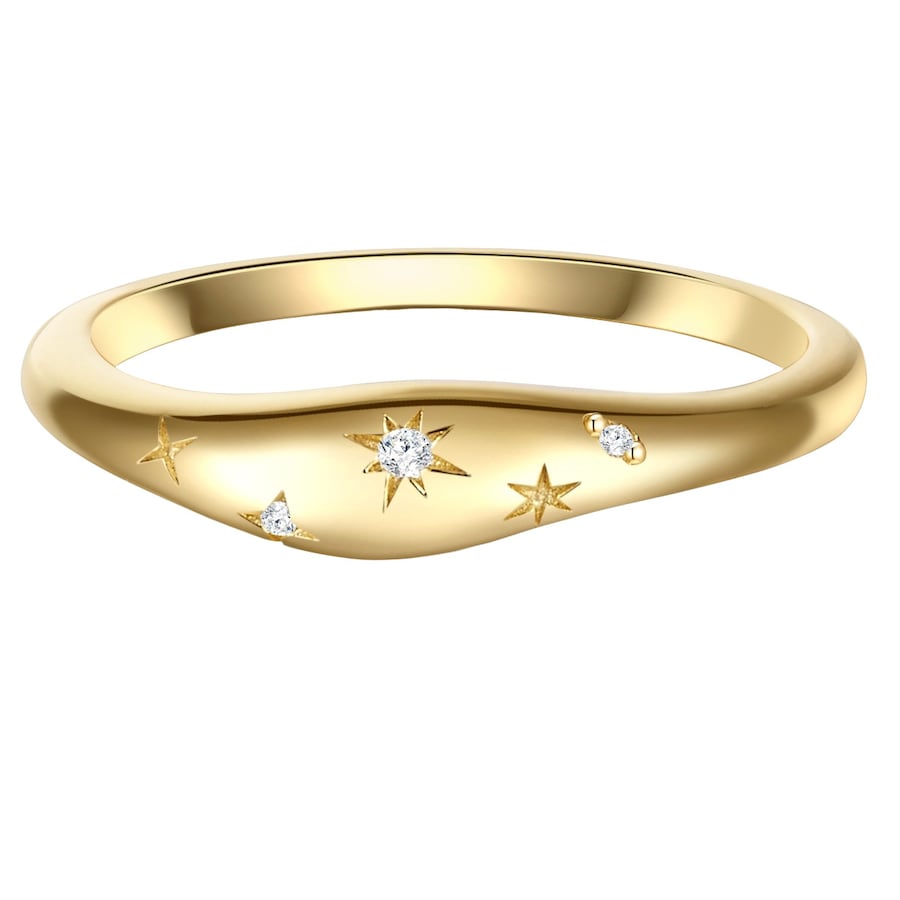 Glanzstücke München Ring Stern aus Sterling Silber in gelbgold mit Zirkonia 60 Damen