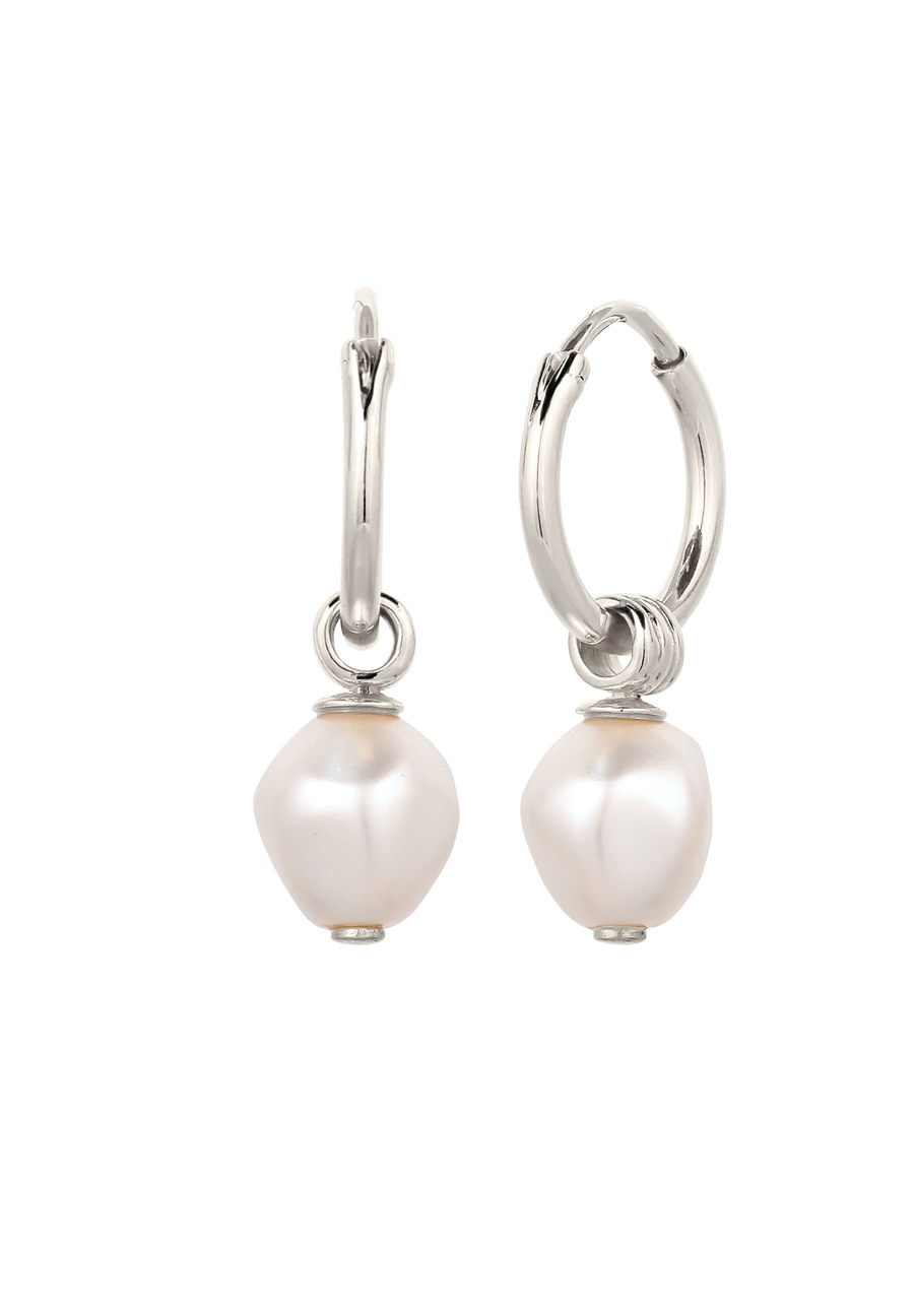 KUZZOI Creolen mit Perlen von Swarovski 925 Sterling Silber silberfarben Herren