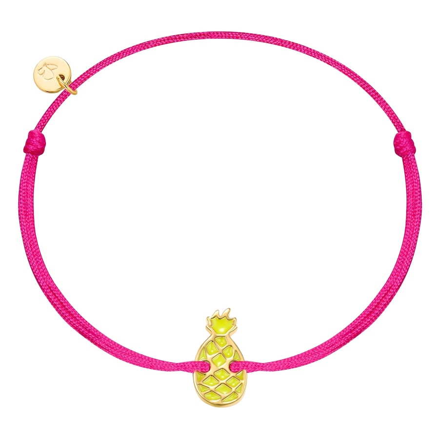 Glanzstücke München Armband Ananas aus Textil und Sterling Silber in Gelbgold 15,0 - 22,0 cm, flexibel einstellbar Damen