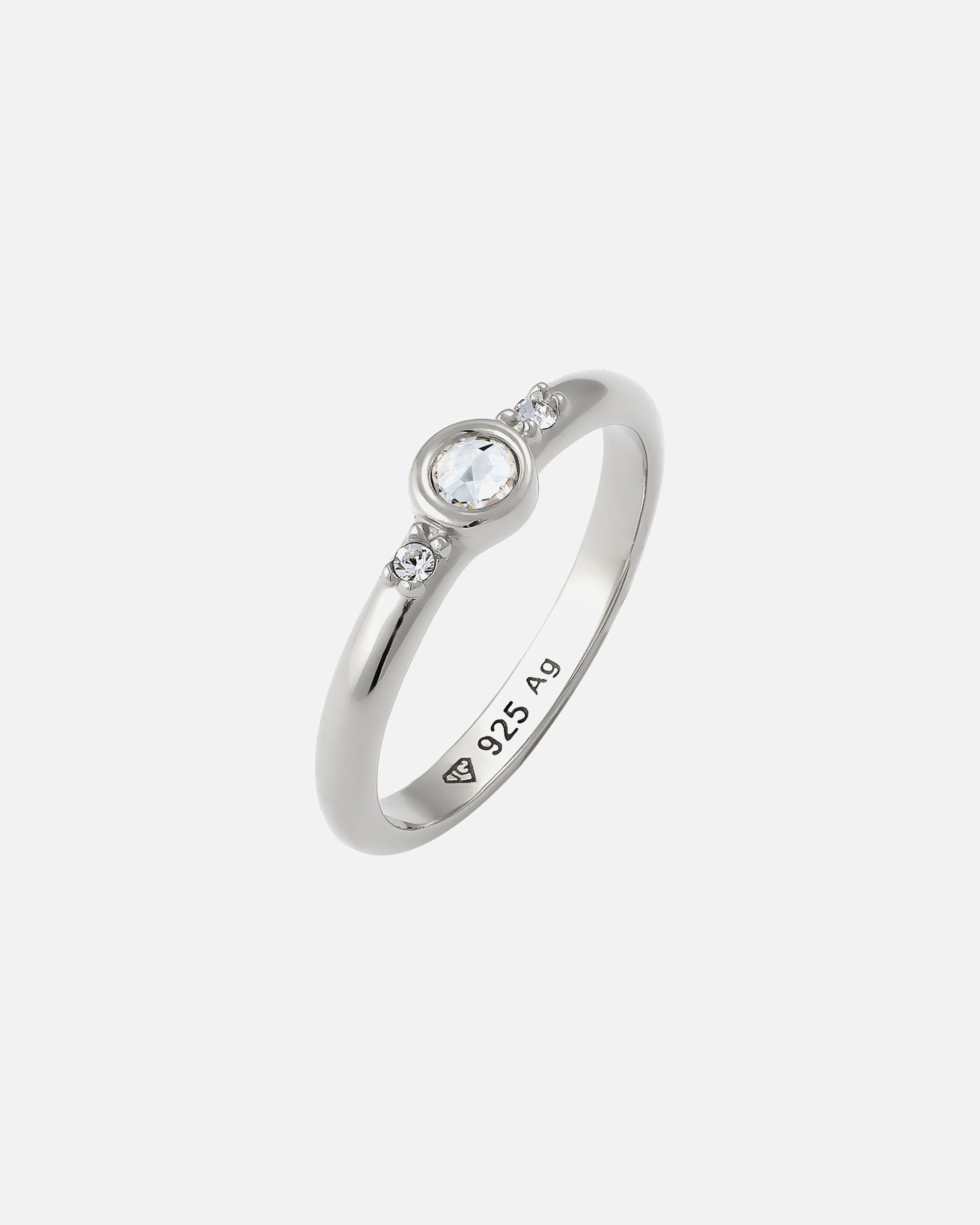 Ring für Weiblich Elli Solitär Weiß 925 Sterling Silber, mit Kristallen von Swarovski® 58