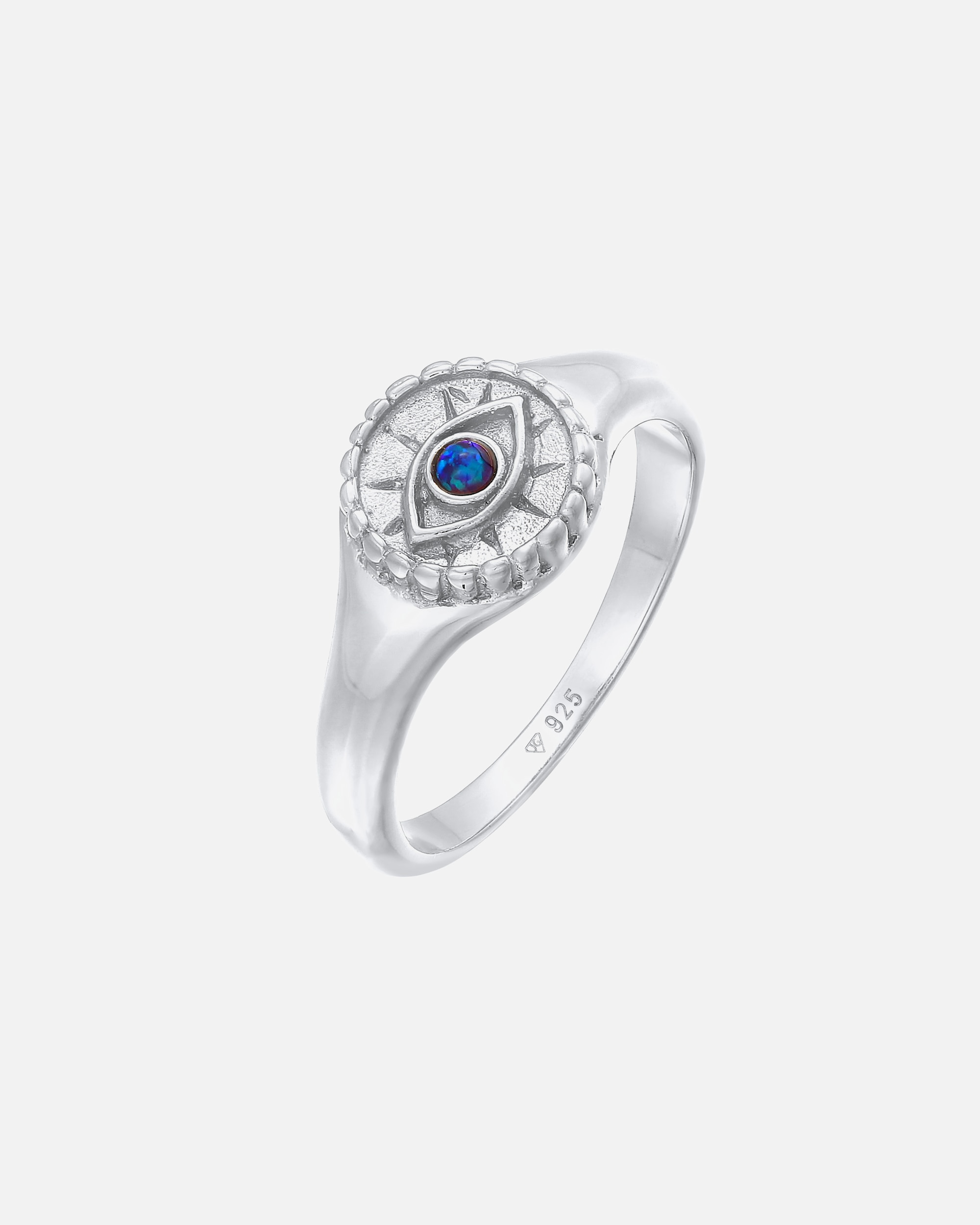 Ring für Weiblich Elli Elli Ring Siegelring Evil Eye Blue synth. Opal 925 Silber 52