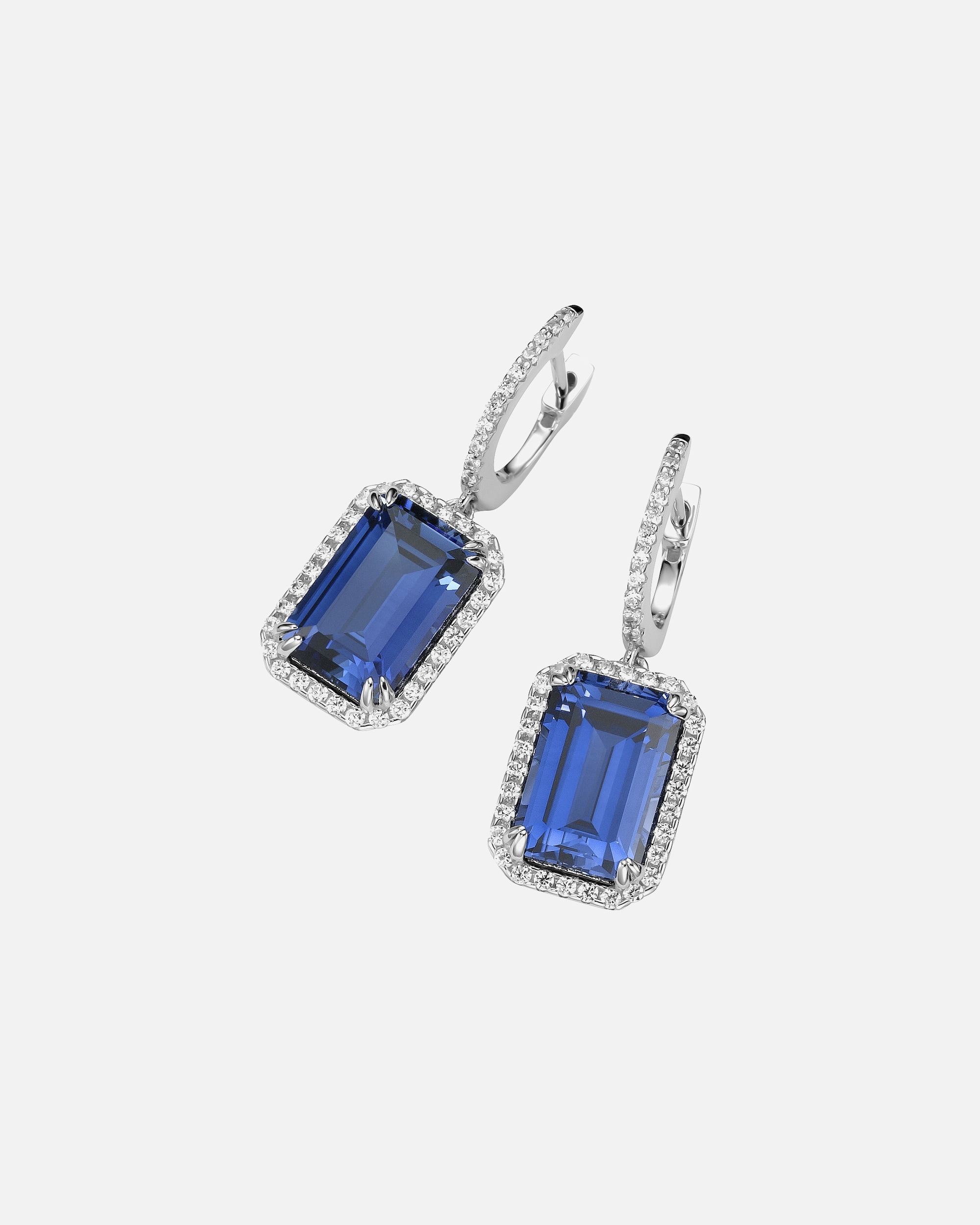 Ohrringe für Unisex Giorgio Martello Milano Creolen mit Ziersteinen, Silber 925 Blau