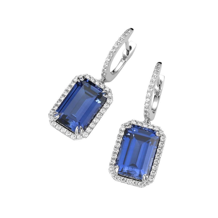 Giorgio Martello Milano Creolen mit Ziersteinen, Silber 925 Blau