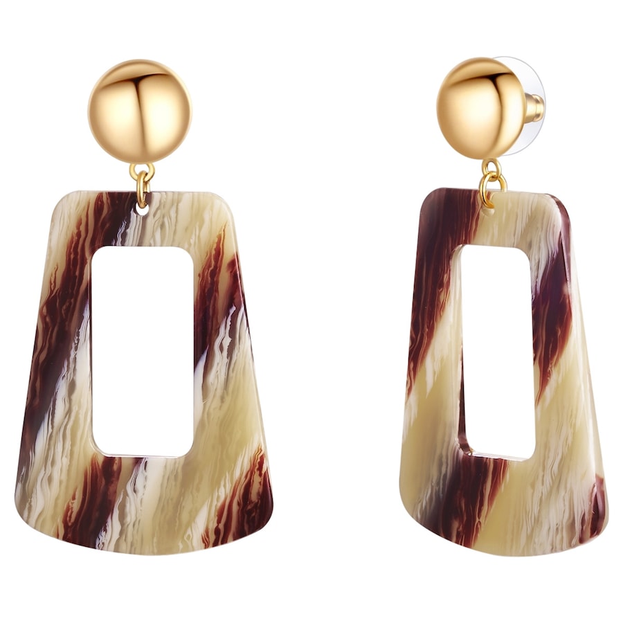 Lulu & Jane Ohrhänger Metall-Legierung Acryl in Gelbgold 63,5 mm Damen