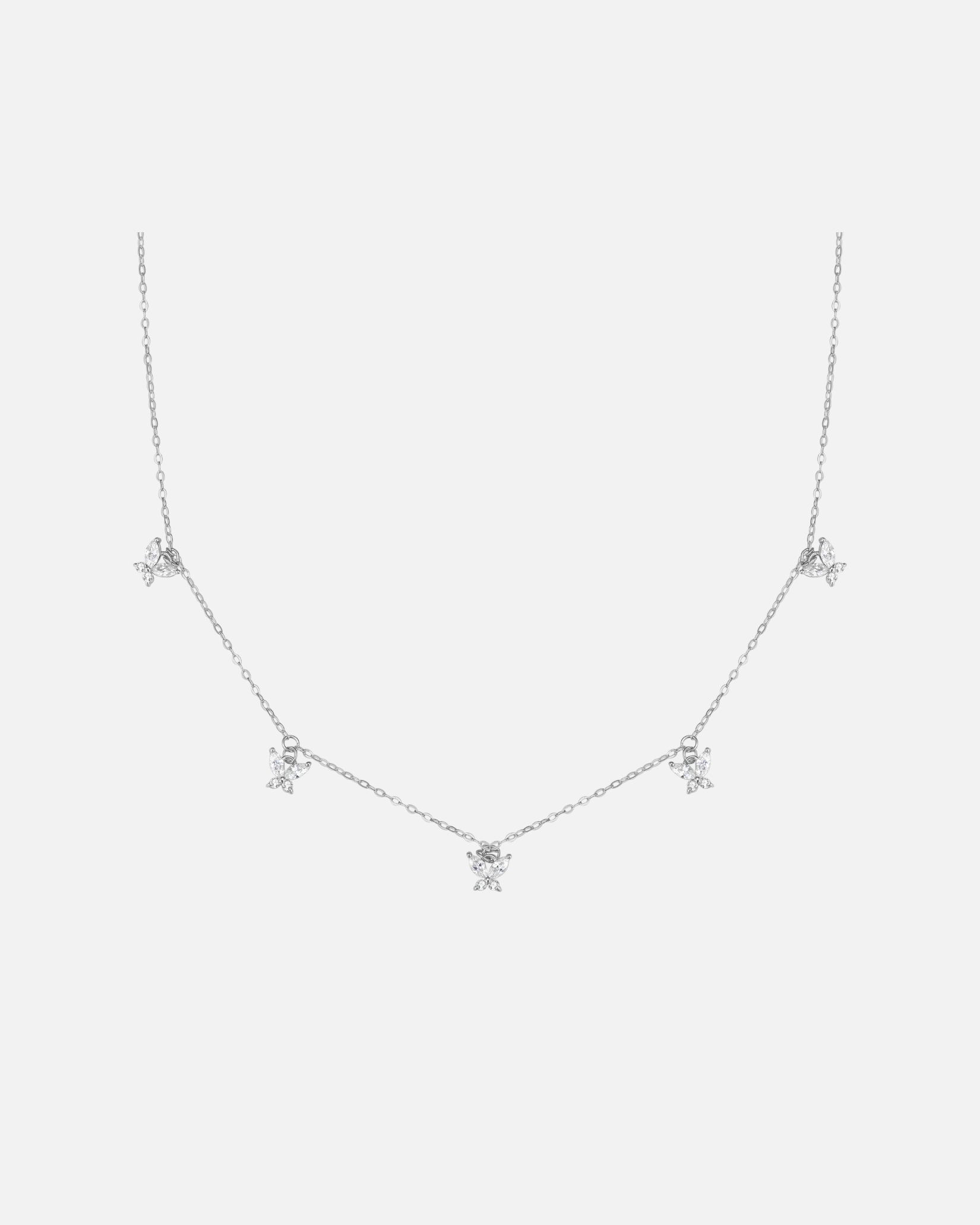 Halskette für Weiblich Hey Happiness Default Brand Line Zarte Schmetterlings-Kette, aus 925 Silber Silber