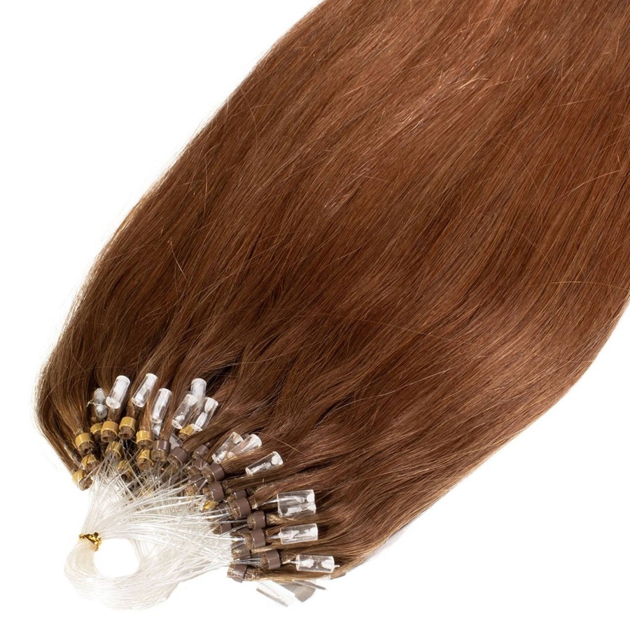 hair2heart Microring Extensions Premium Echthaar #8/03 Hellblond Natur-Gold 1g 40cm Braun Damen