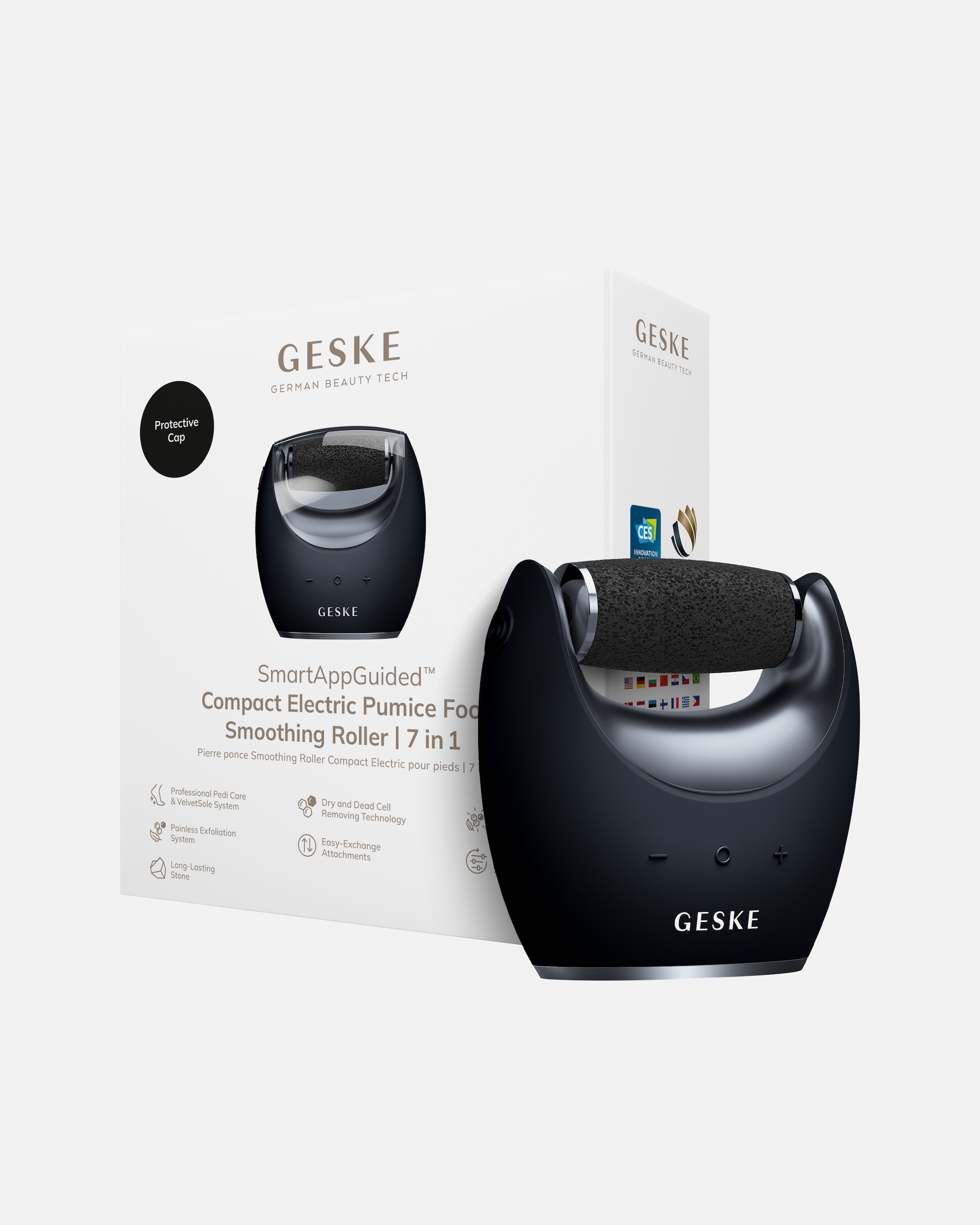 Hornhautentferner für Unisex GESKE GESKE Compact Electric Pumice Foot Smoothing Roller | 7 in 1 Black