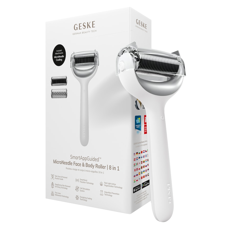 GESKE SmartAppGuided MicroNeedle Face & Body Roller | 8 in 1 White
