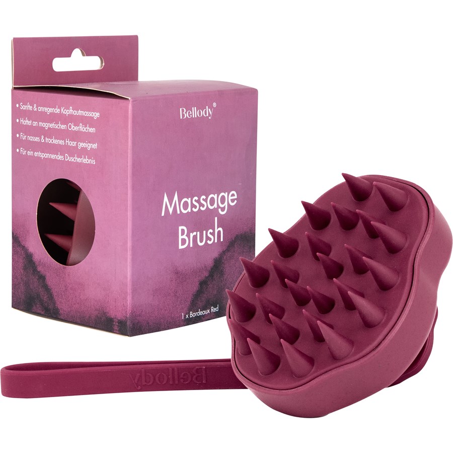 Bellody Scalp Massage Brush Bordeaux Red Rosegold