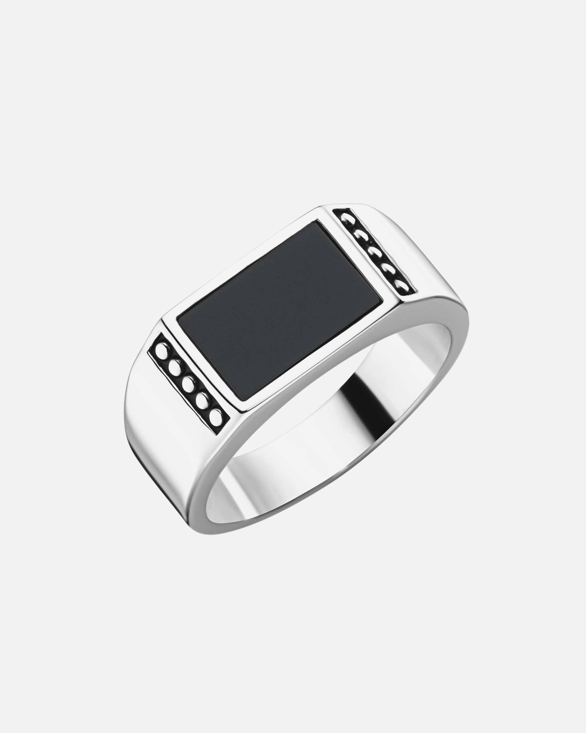 Ring für Weiblich Giorgio Martello Milano Ring Siegelring mit schwarzem Achat, Silber 925 64