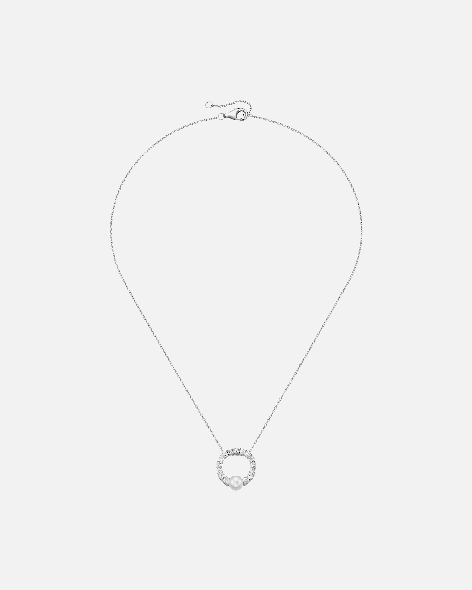 Halskette für Unisex Smart Jewel Collier Mittelteil kreisf., Zirkonia Steine, Süßwasserperle, Silber 925 Silber