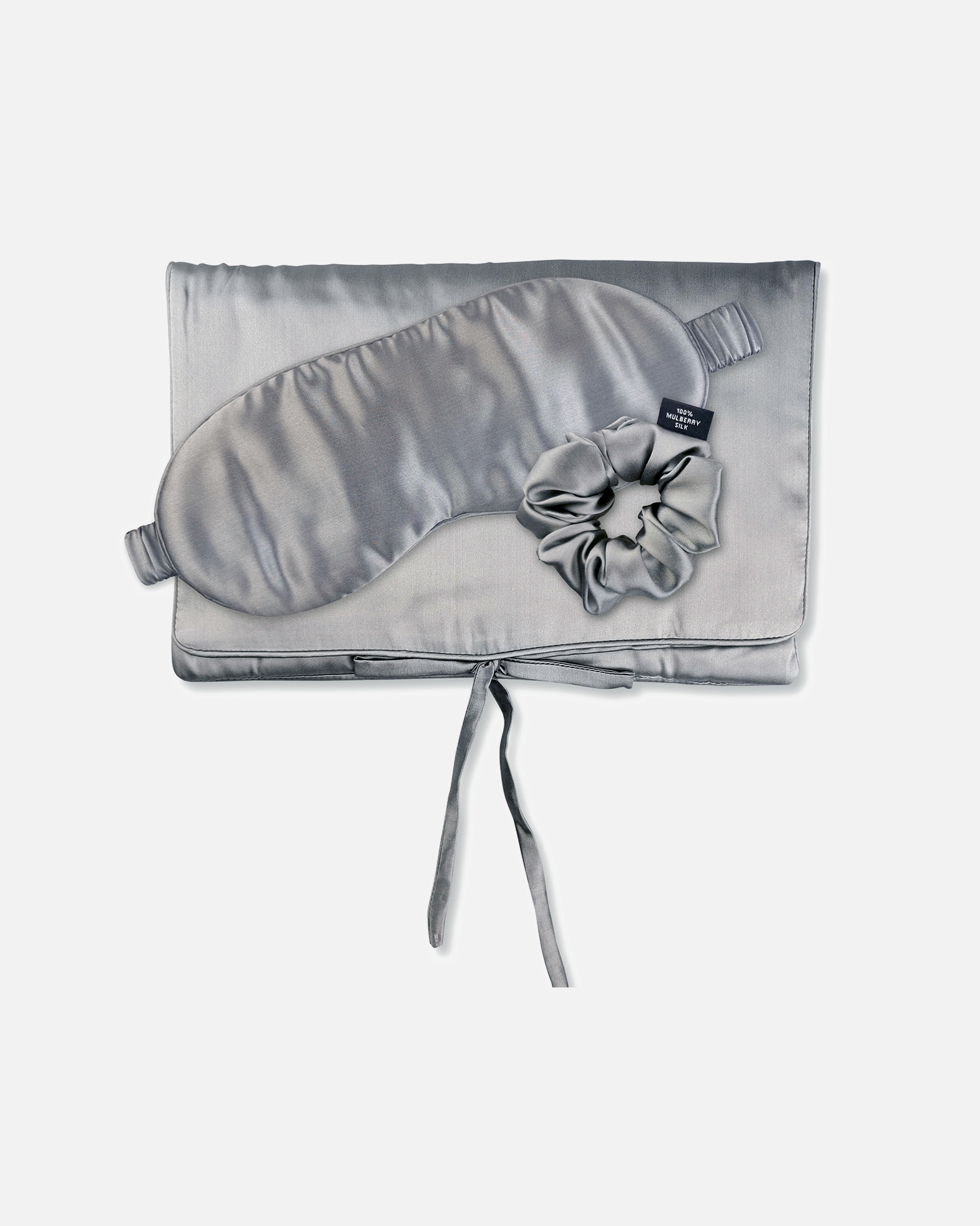 Haarreif für Weiblich Ailoria TRAVEL SET BEAUTY M Tasche, Schlafmaske & Scrunchie M aus Seide grau