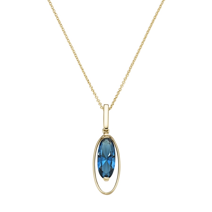 Luigi Merano Kette Anhänger mit Blautopas, Gold 375 45 cm Blau