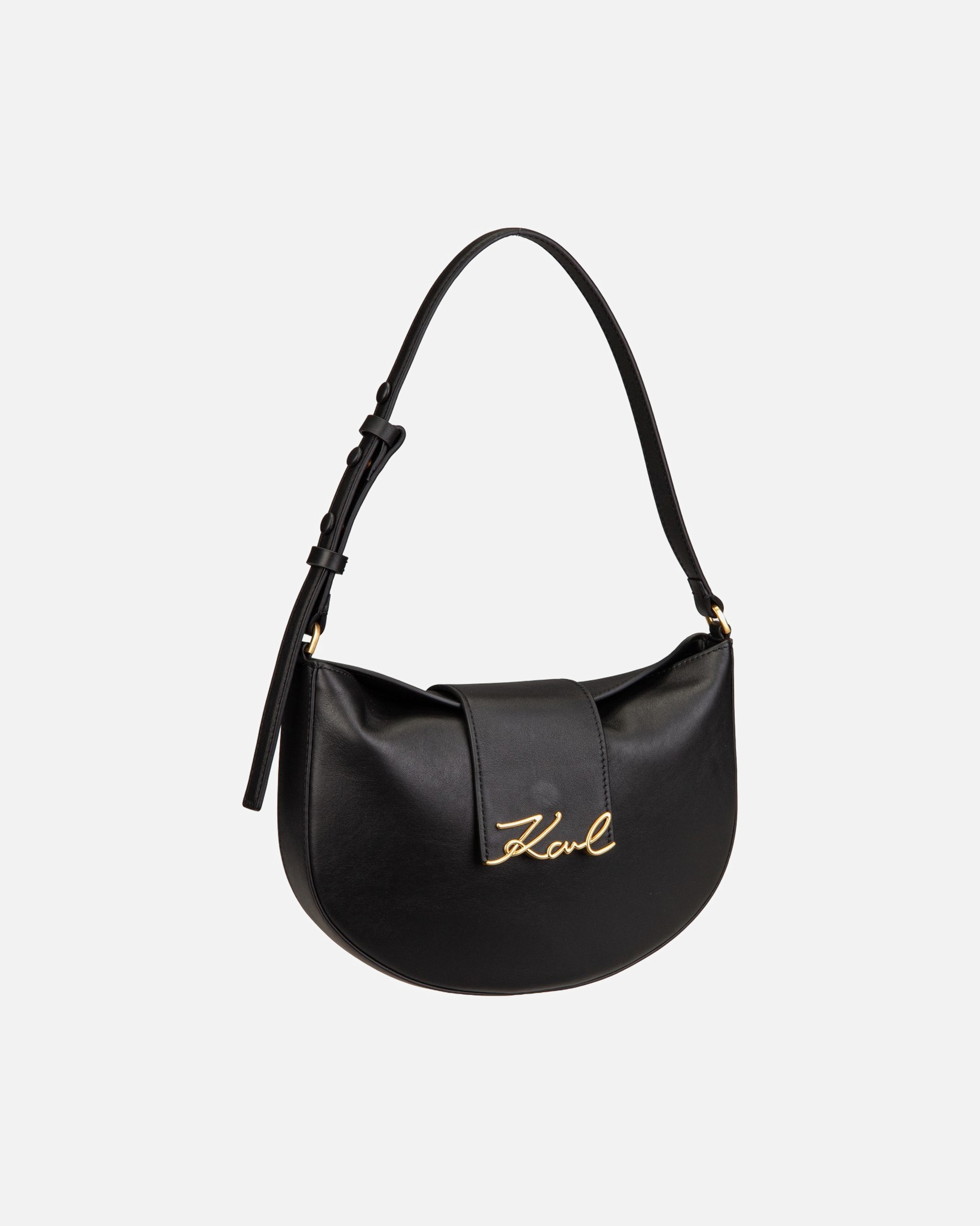 Handtasche für Weiblich Karl Lagerfeld Handtasche K/Signature FL Halfmoon SHB Black/Gold