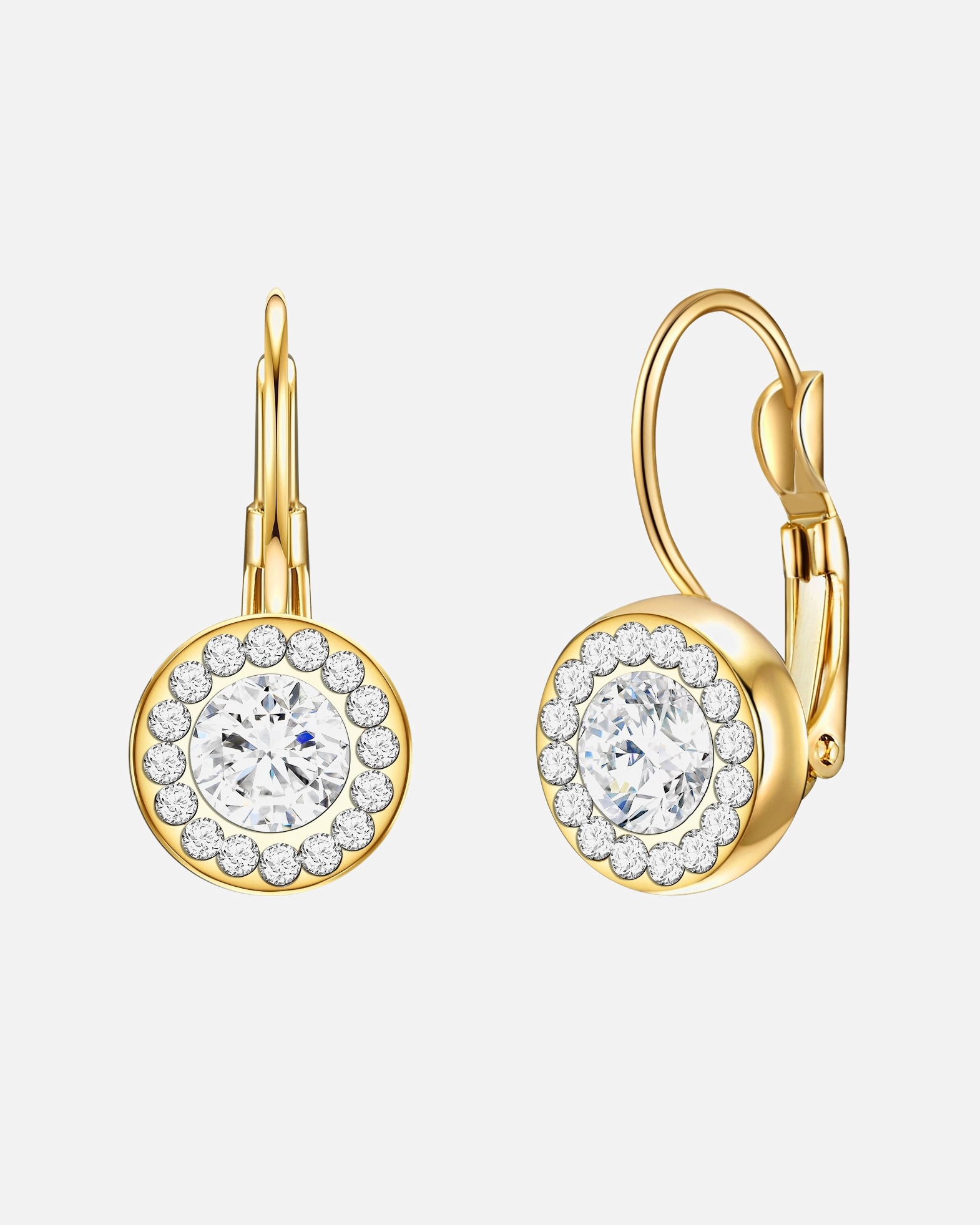 Ohrringe für Weiblich Lulu & Jane Ohrhänger Metall-Legierung Glaskristall in Gelbgold 23,8 mm