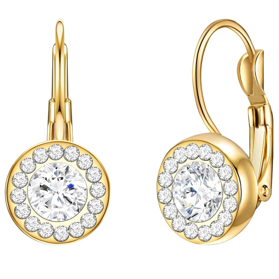 Lulu & Jane Ohrhänger Metall-Legierung Glaskristall in Gelbgold 23,8 mm Damen