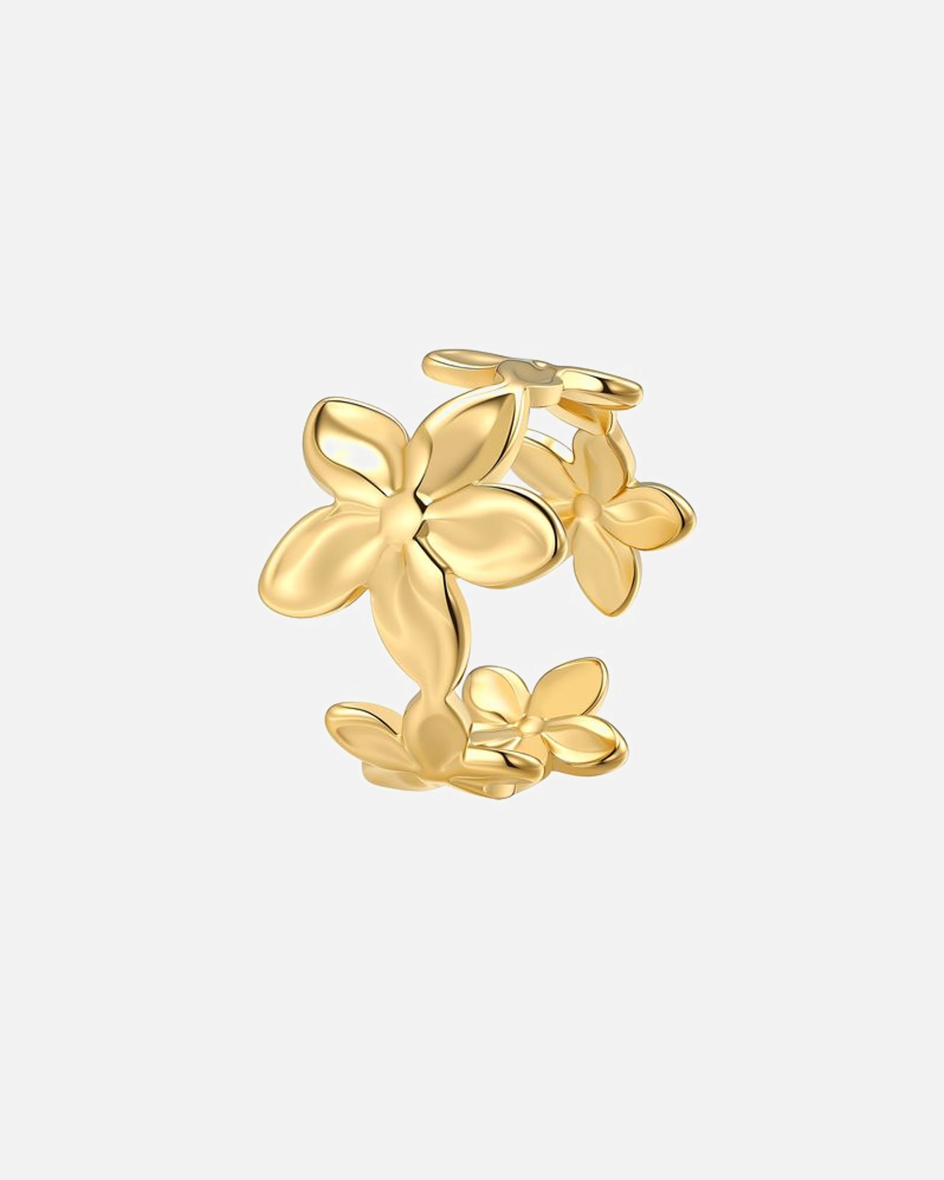 Ring für Weiblich Hey Happiness Default Brand Line Blüten Open Ring – Edelstahl Statement Ring Gold