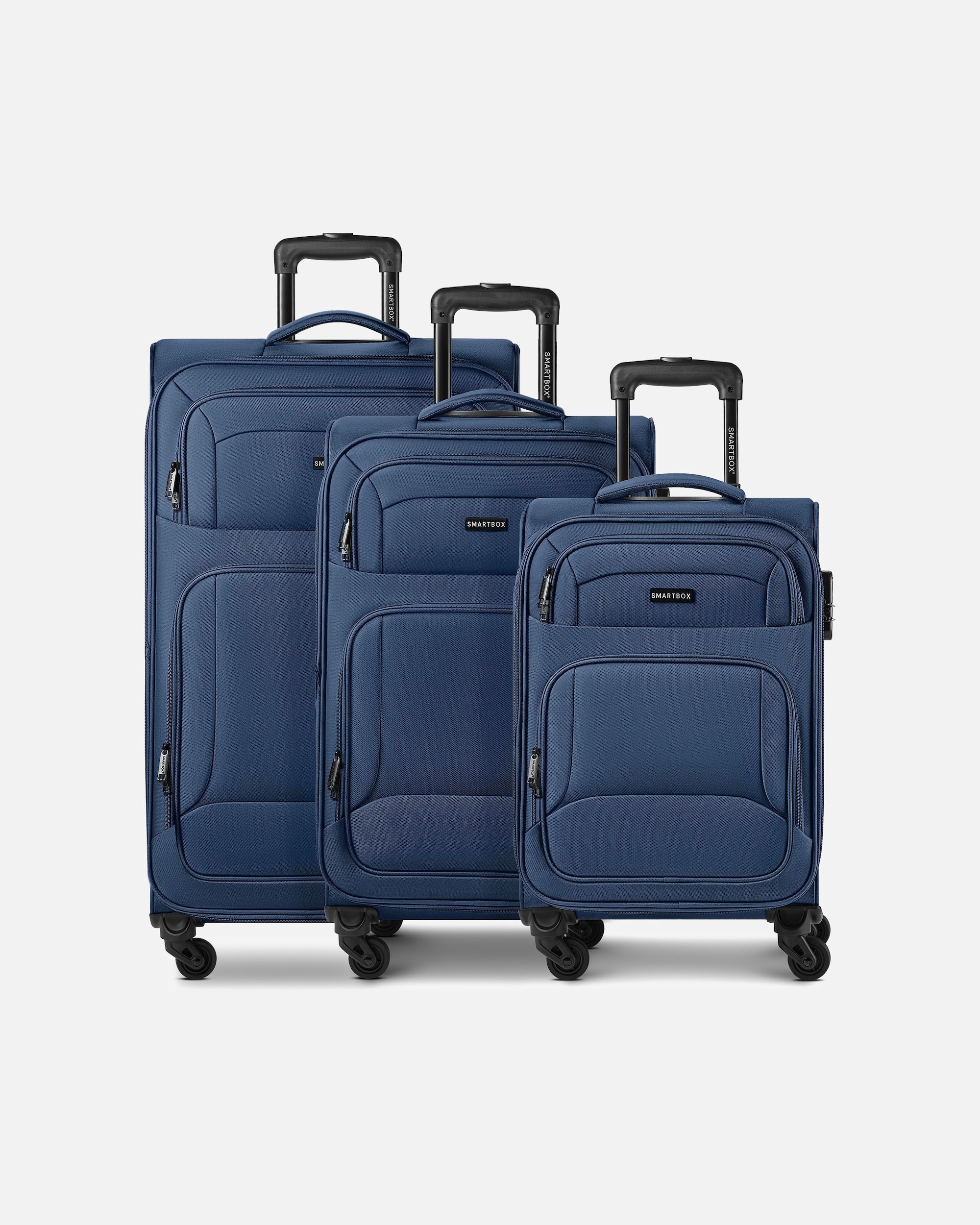 Koffer für Männlich Smartbox Default Brand Line Edition 04 4 Rollen Kofferset 3-teilig mit Dehnfalte navy