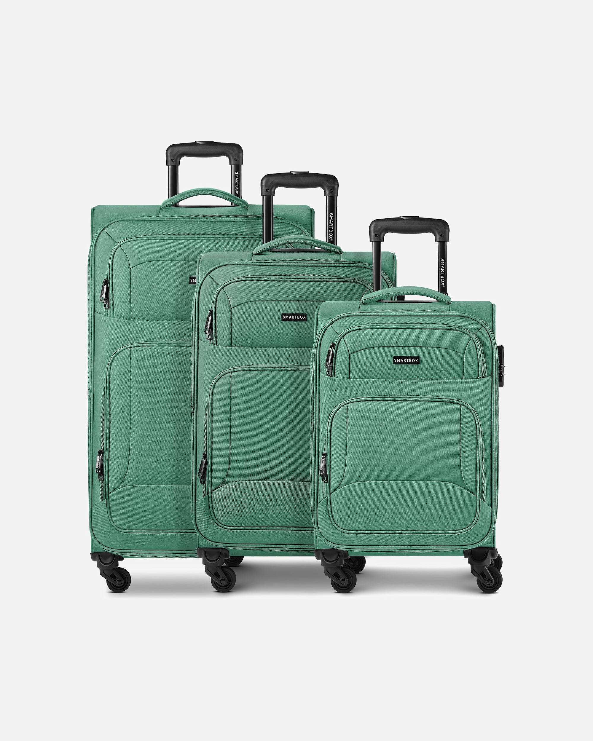 Koffer für Männlich Smartbox Default Brand Line Edition 04 4 Rollen Kofferset 3-teilig mit Dehnfalte eukalyptus
