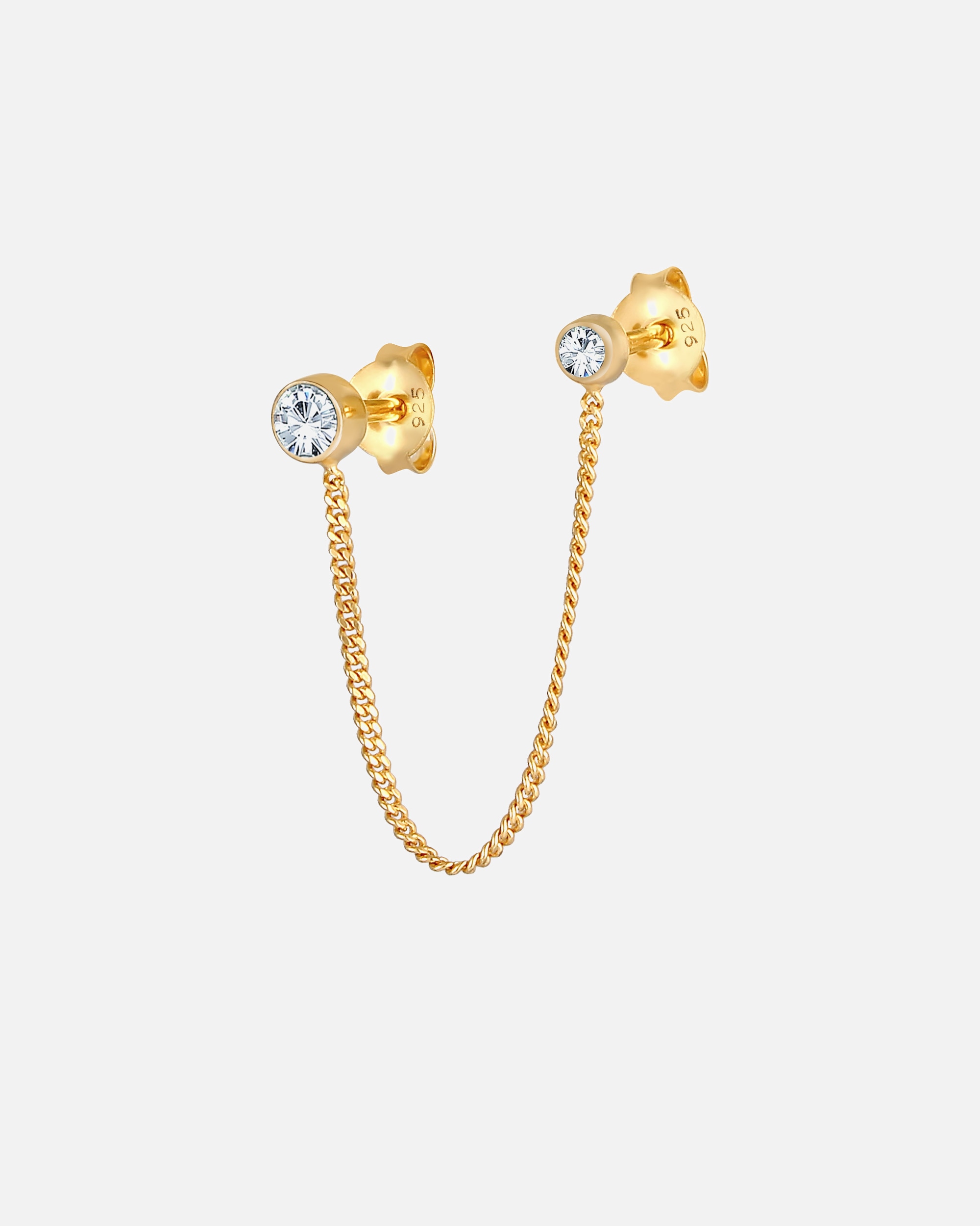 Ohrringe für Weiblich Elli Doppel Ohrstecker 925 Silber, mit Kristallen von Swarovski® goldfarben