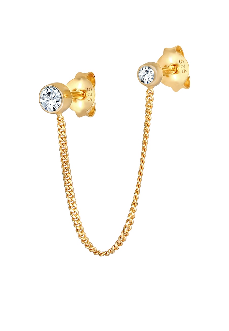 Elli Doppel Ohrstecker 925 Silber, mit Kristallen von Swarovski goldfarben Damen