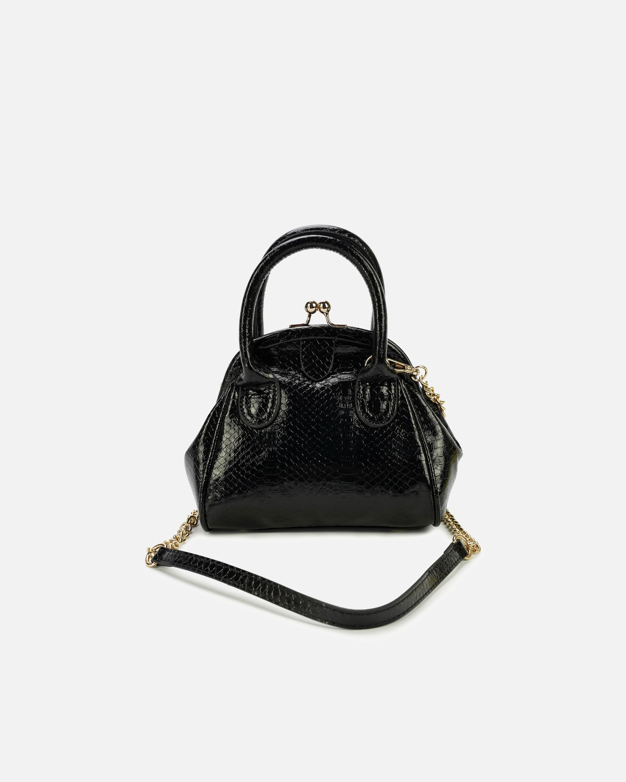 Handtasche für Unisex HARPA Handtasche VALENTINA in glänzender Kroko-Optik schwarz